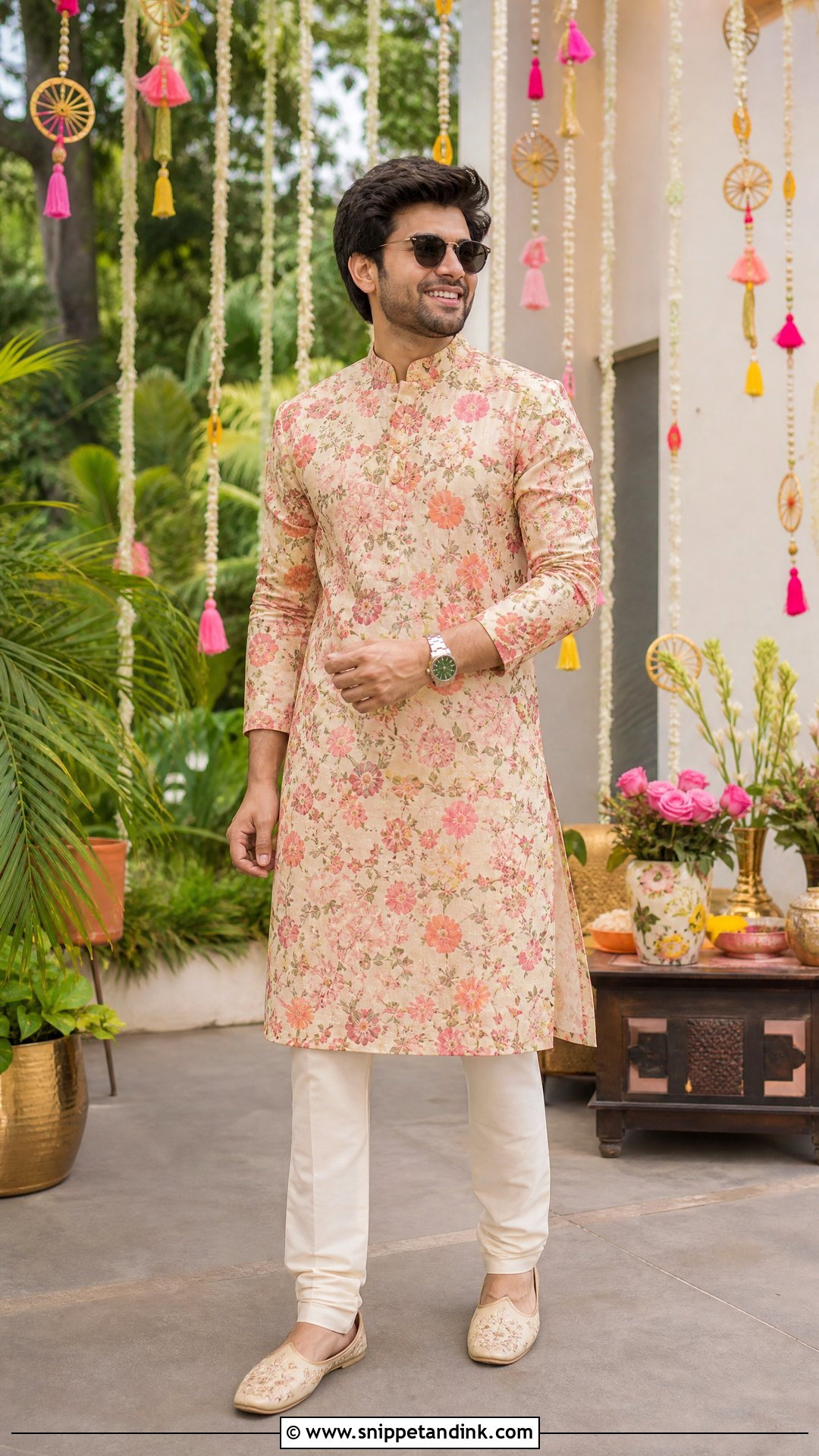 Floral Kurta For Mehendi - Snippet and Ink - 25 Indian Bride Brother Outfit Ideas