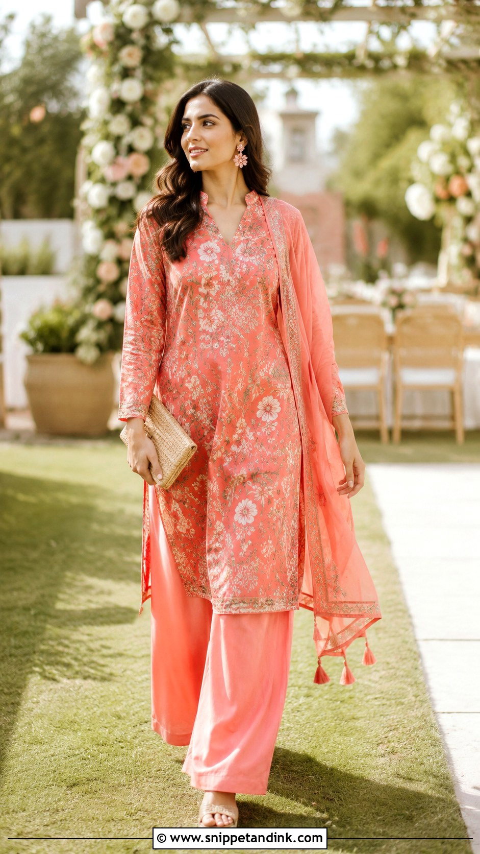 Floral Kurta With Palazzo Pants - Snippet and Ink - 20 Kurta Wedding Ideas