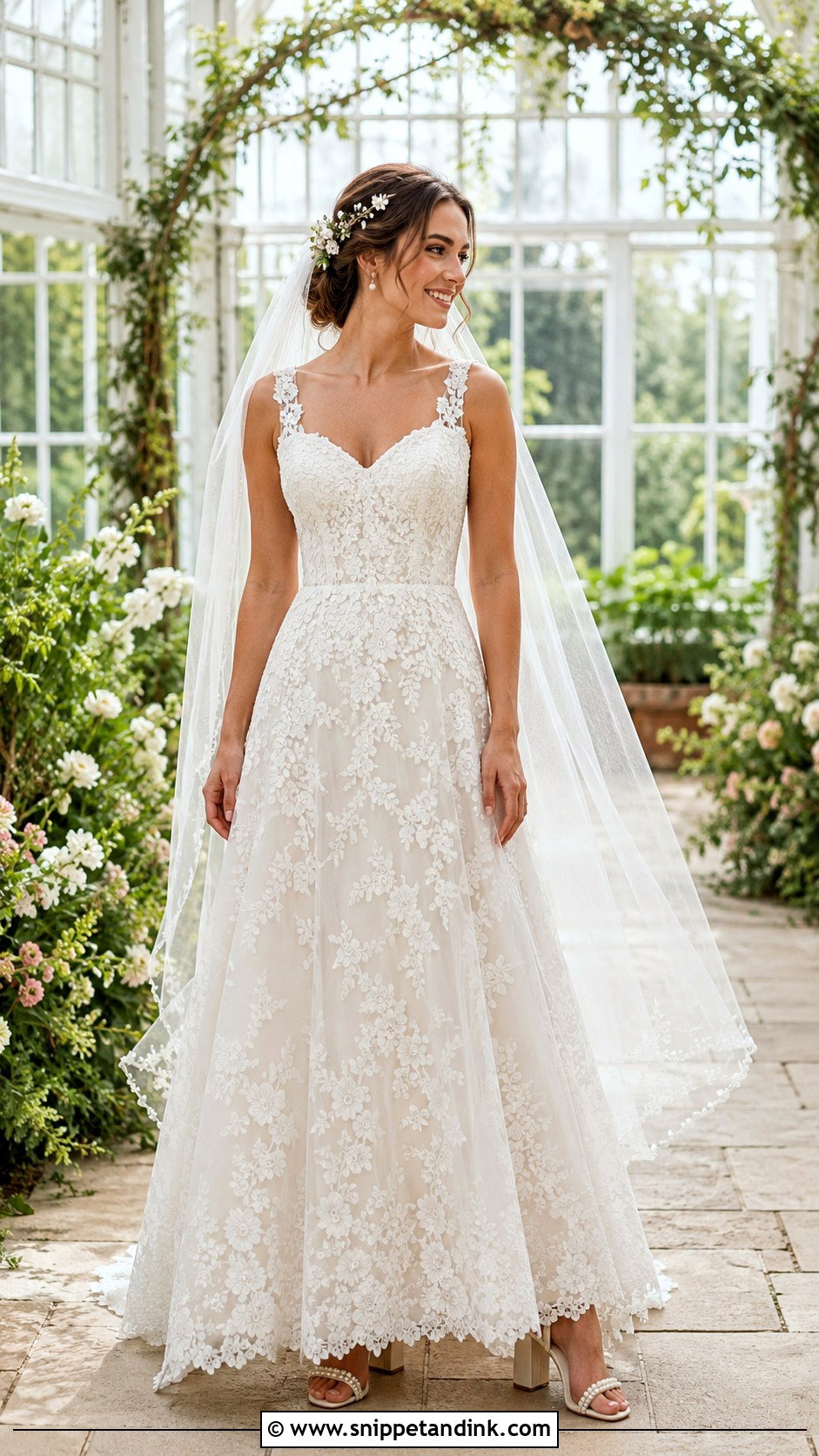 Floral Lace A Line Wedding Dress - Snippet and Ink - 20 Beautiful Wedding Dresses Fairytale