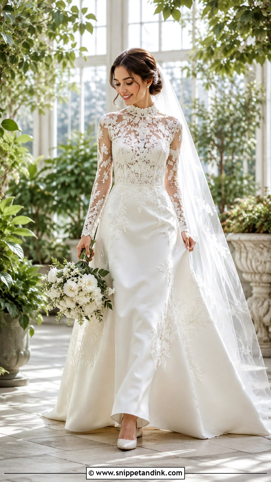 Floral Lace A Line Wedding Dress - Snippet and Ink - 20 Grace Kelly Inspired Wedding Dress Ideas