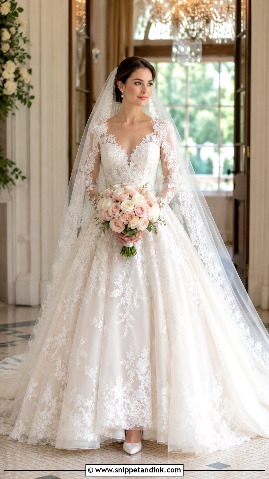 Floral Lace Ball Gown Wedding Dress - Snippet and Ink - 25 Soft Romantic Wedding Dress Ideas