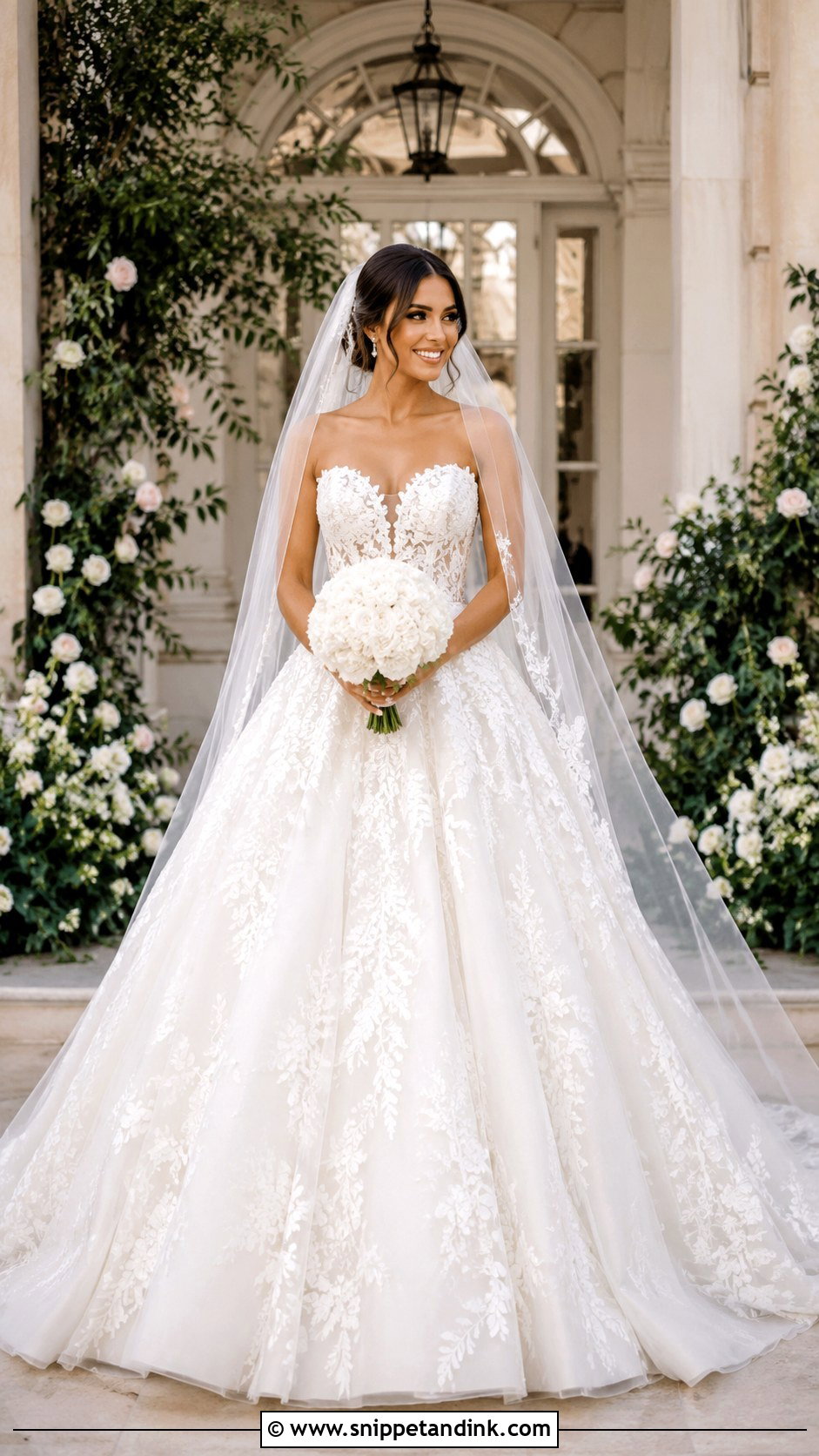 Floral Lace Ball Gown Wedding Gown - Snippet and Ink - 25 Beautiful Wedding Gowns