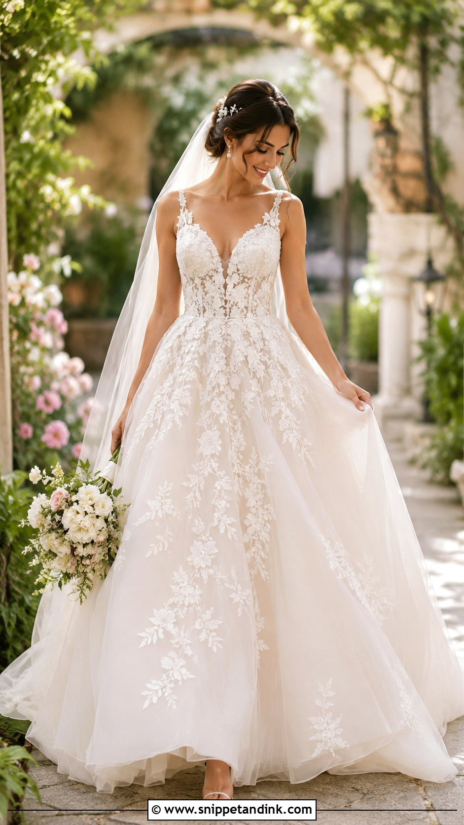 Floral Lace Ballgown Wedding Dress - Snippet and Ink - 25 Wedding Dresses Lace Ballgown