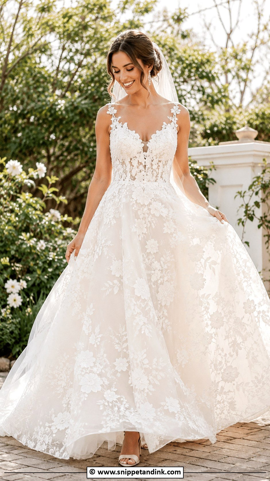 Floral Lace Ballgown Wedding Dress - Snippet and Ink - 25 Lace Ballgown Wedding Dress Ideas