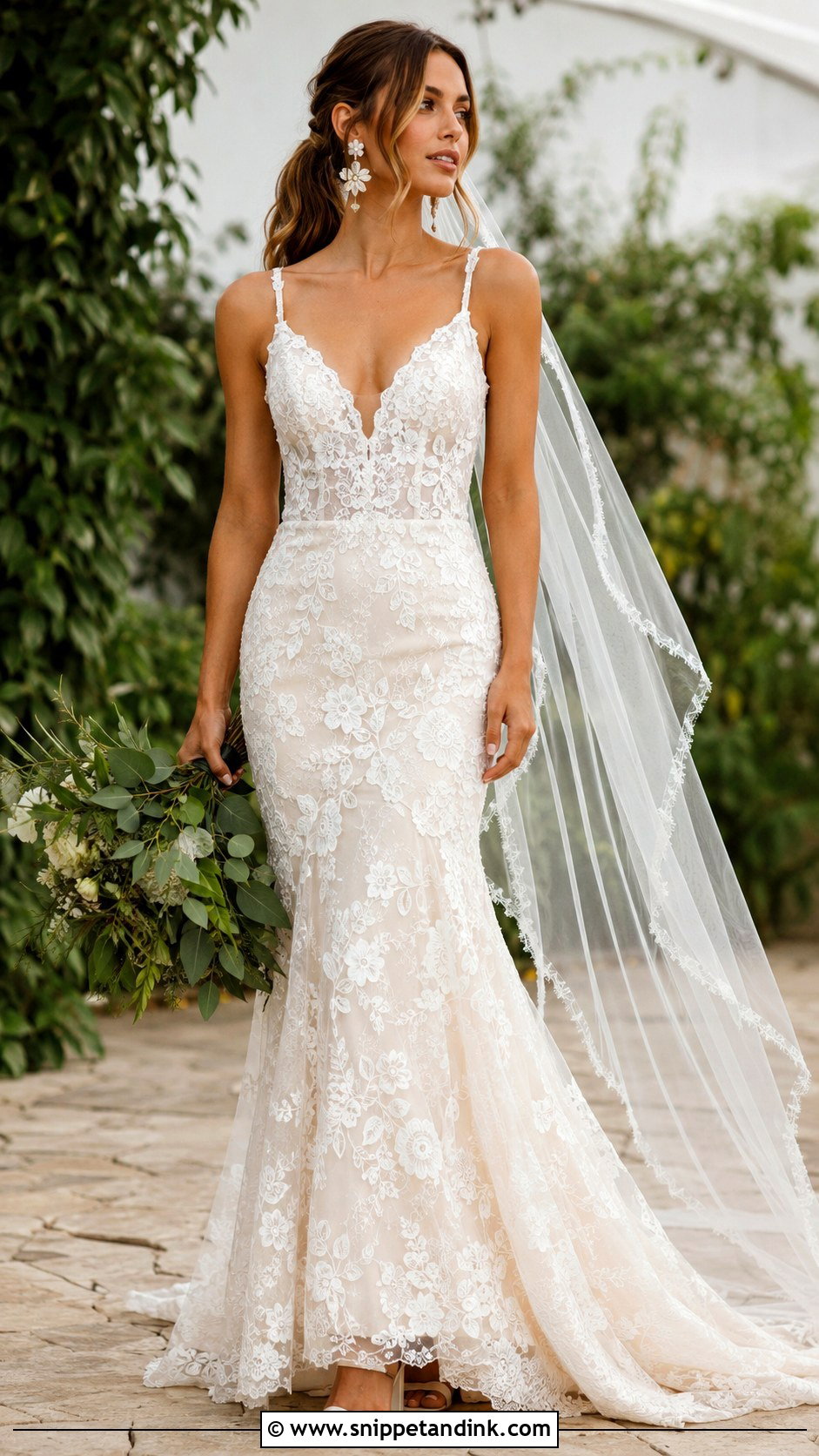Floral Lace Boho Mermaid Wedding Dress - Snippet and Ink - 20 Boho Mermaid Wedding Dress Ideas
