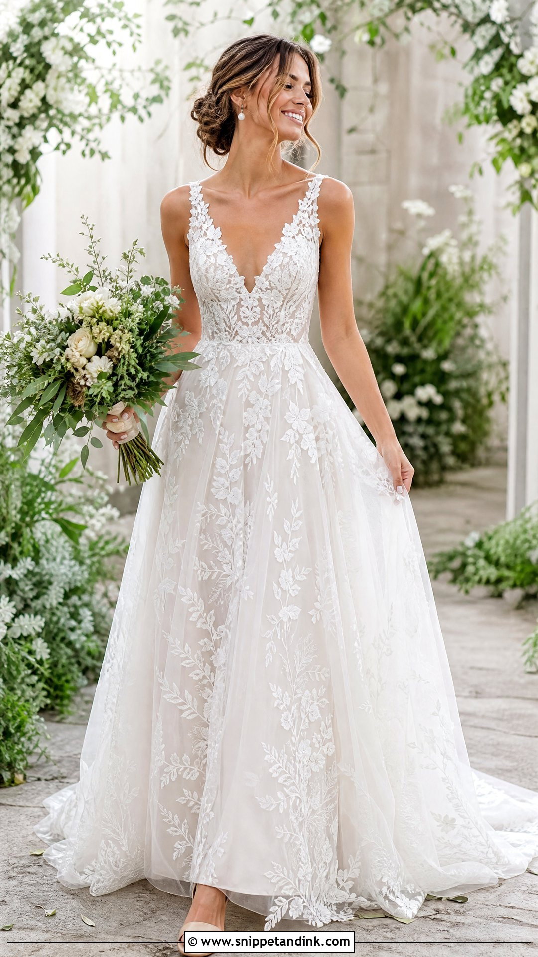 Floral Lace Boho Wedding Dress - Snippet and Ink - 25 Boho Lace Wedding Dress Ideas