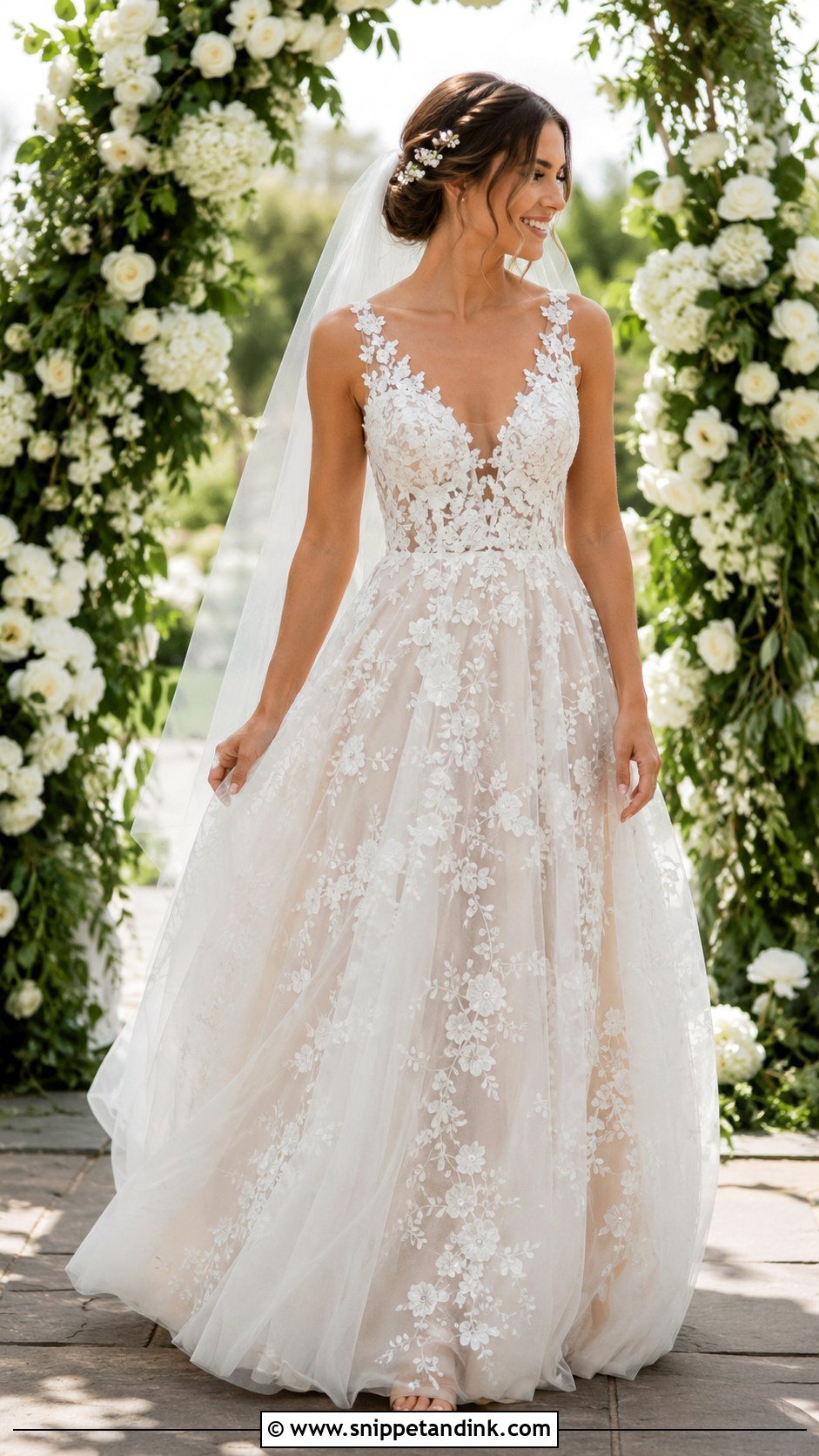 Floral Lace Bridal Dress - Snippet and Ink - 25 Lace Bridal Dress Ideas