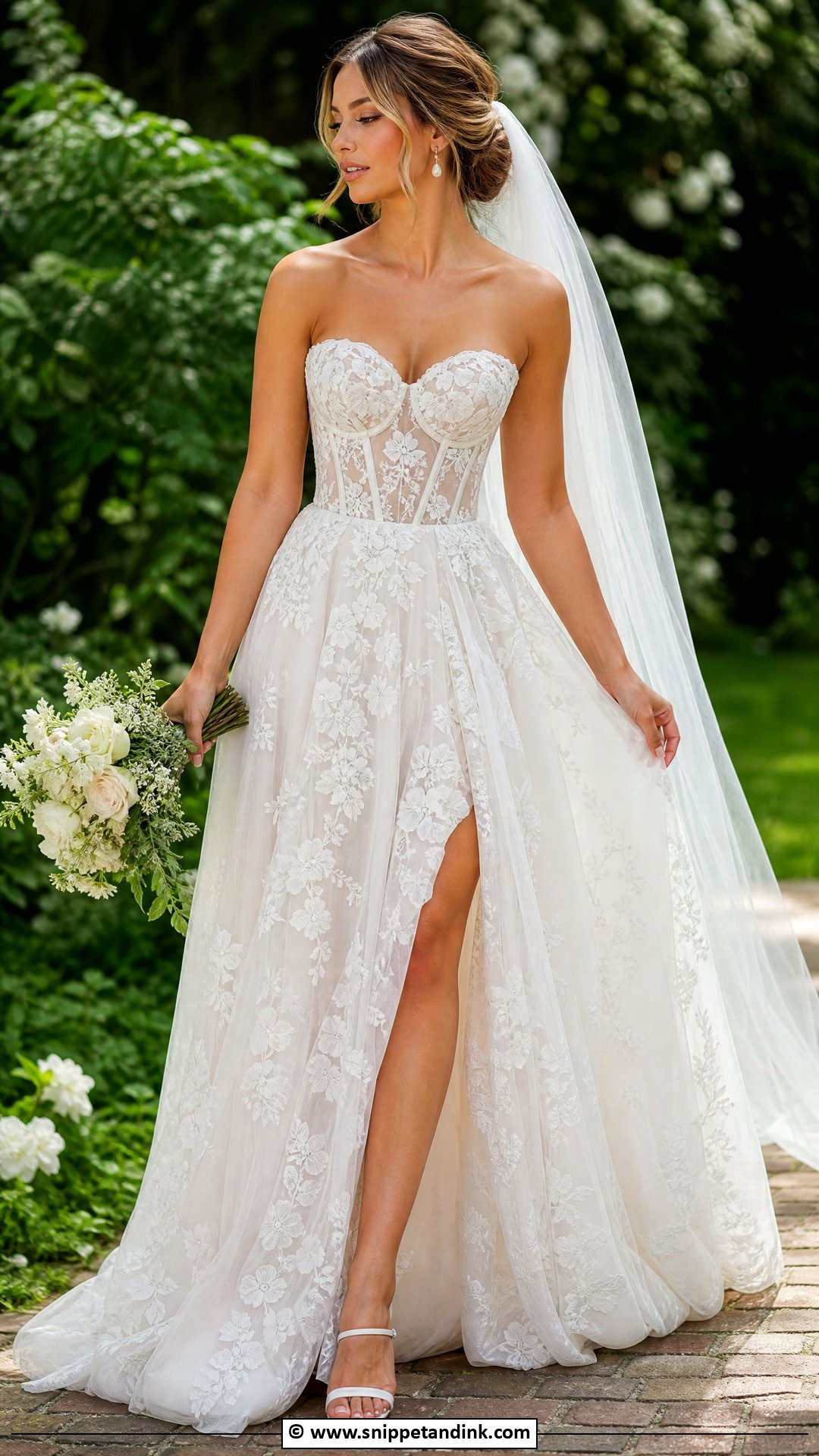 Floral Lace Corset Wedding Dress - Snippet and Ink - 35 Corset Wedding Dress Ideas