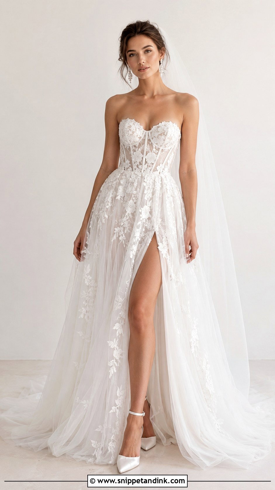 Floral Lace Corset Wedding Dress - Snippet and Ink - 25 Floral Lace Wedding Dress Ideas
