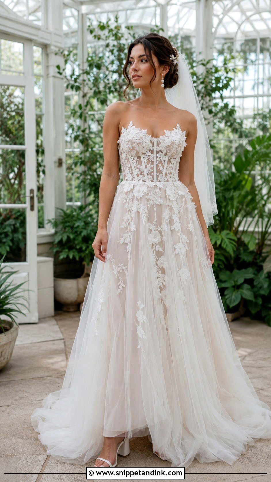 Floral Lace Corset Wedding Dress - Snippet and Ink - 20 Lace Corset Wedding Dresses