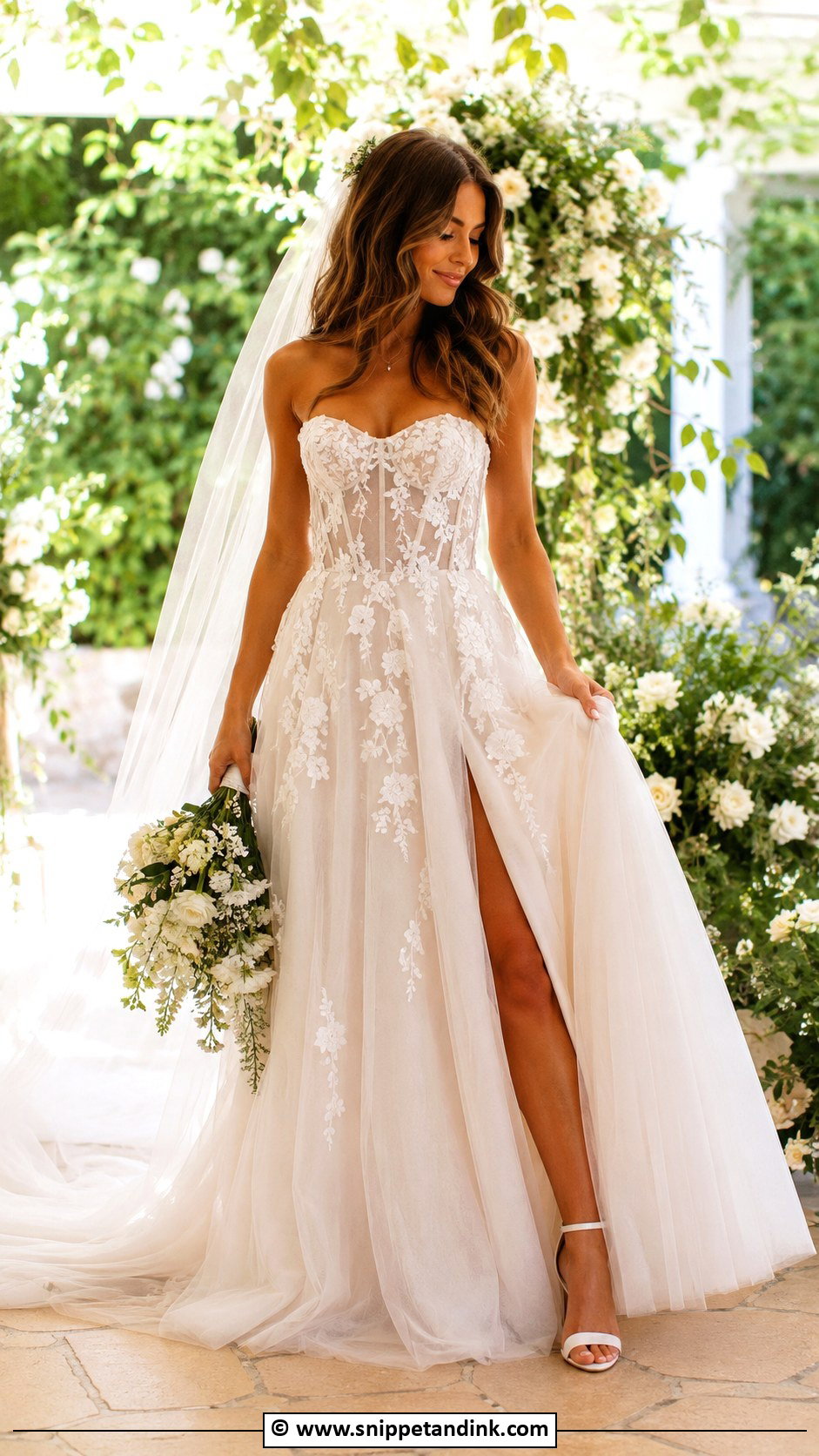 Floral Lace Corset Wedding Dress - Snippet and Ink - 30 Corset Wedding Dresses