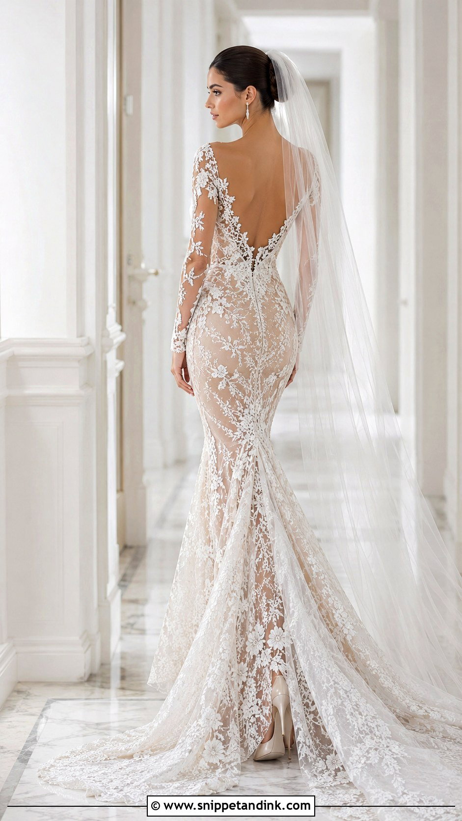 Floral Lace Fit And Flare Wedding Dress - Snippet and Ink - 20 2010s Wedding Dress Ideas