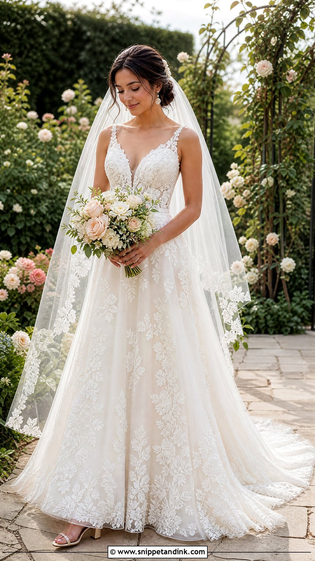 Floral Lace Garden Wedding Gown - Snippet and Ink - 25 Garden Wedding Gown Ideas