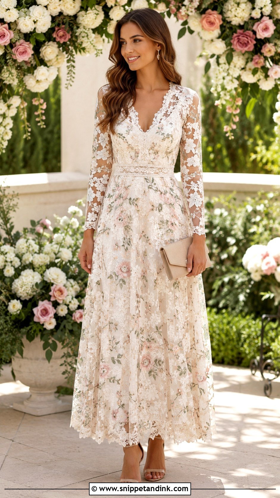 Floral Lace Gown With Soft Waves - Snippet and Ink - 25 Latest Style for Lace Gown Ideas