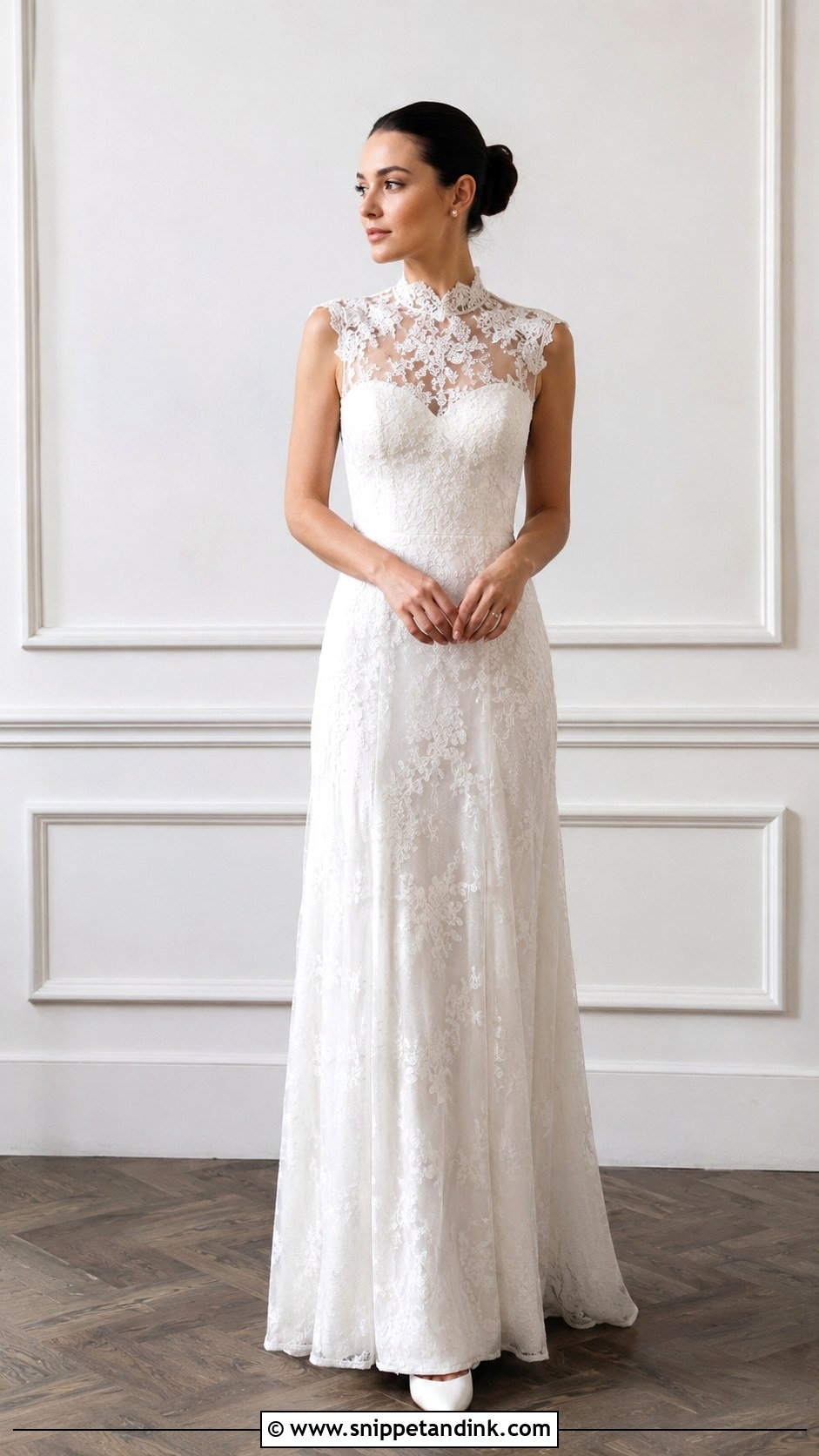Floral Lace High Neck Wedding Dress - Snippet and Ink - 25 Floral Lace Wedding Dress Ideas