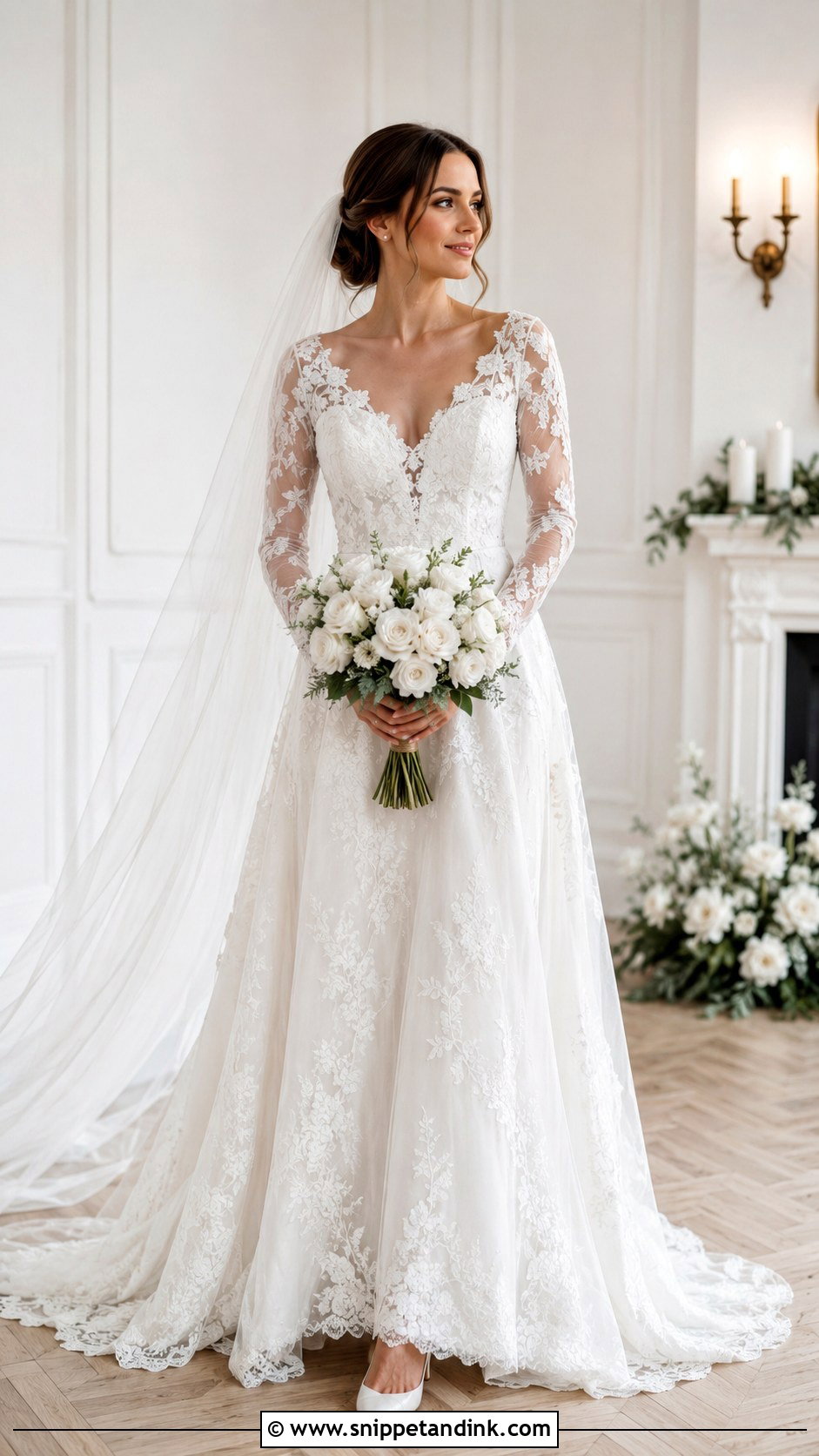 Floral Lace Long Sleeve Wedding Dress - Snippet and Ink - 25 Floral Lace Wedding Dress Ideas