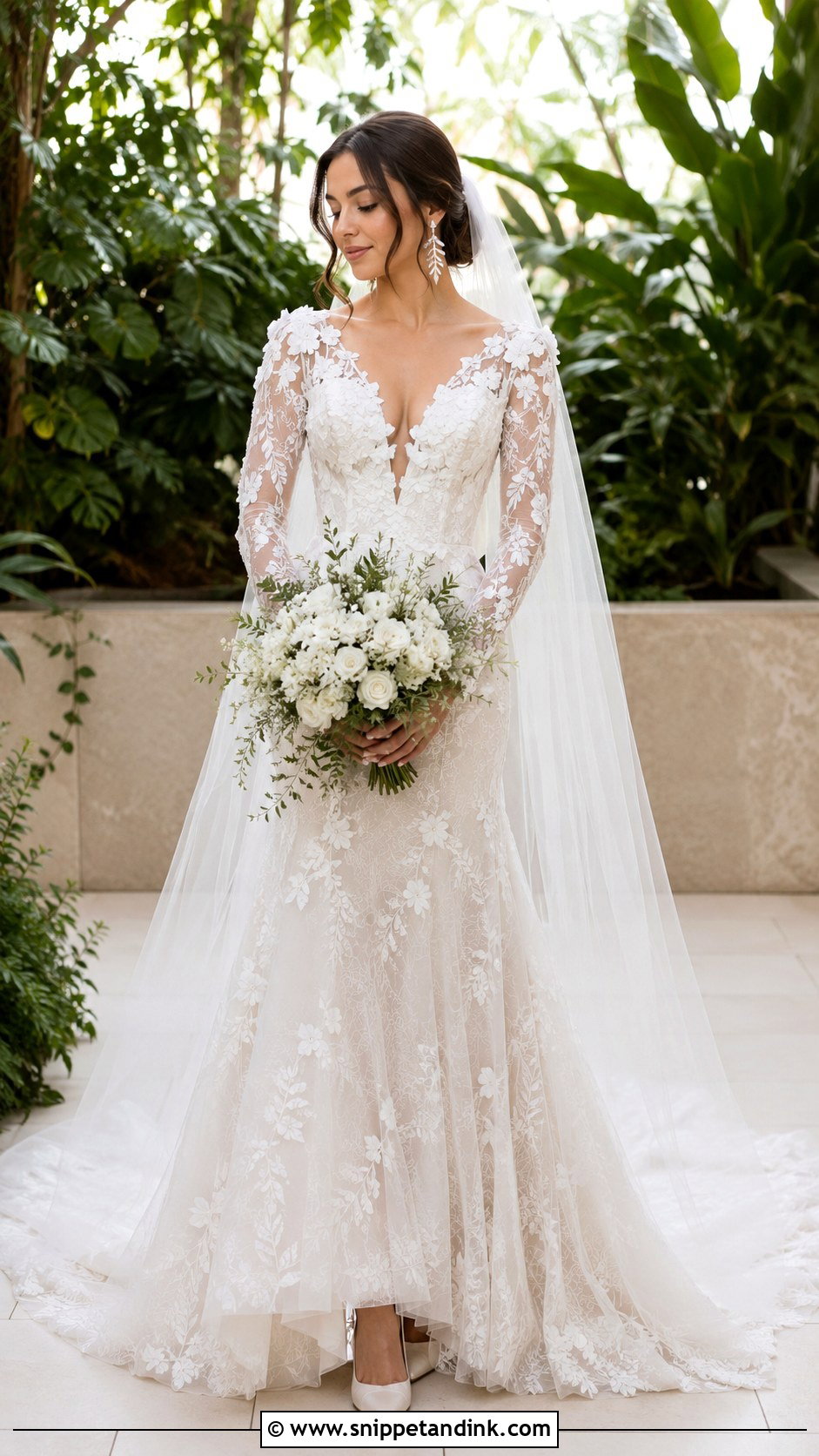 Floral Lace Long Sleeve Wedding Dress - Snippet and Ink - 20 Long Sleeve Lace Wedding Dresses