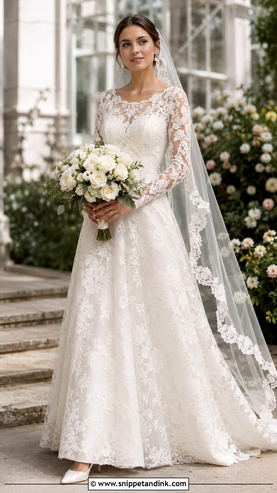 Floral Lace Long Sleeve Wedding Dress - Snippet and Ink - 20 Whimsical Wedding Dress with Sleeves