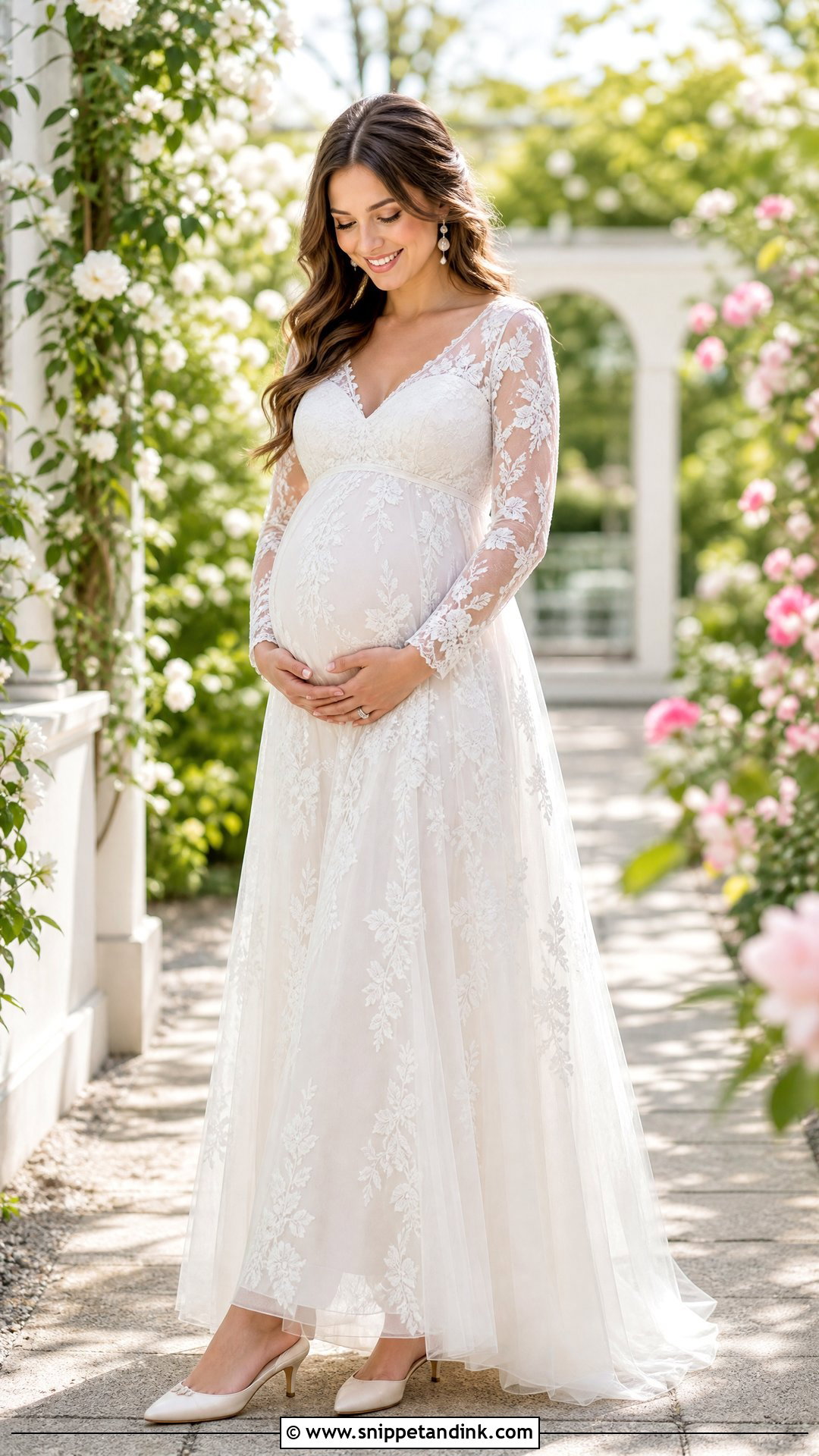 Floral Lace Maternity Wedding Dress - Snippet and Ink - 25 Wedding Dress for Pregnant Bride Ideas
