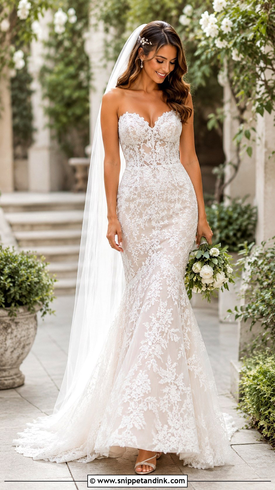 Floral Lace Mermaid Bridal Dress - Snippet and Ink - 25 Mermaid Bridal Dress Ideas