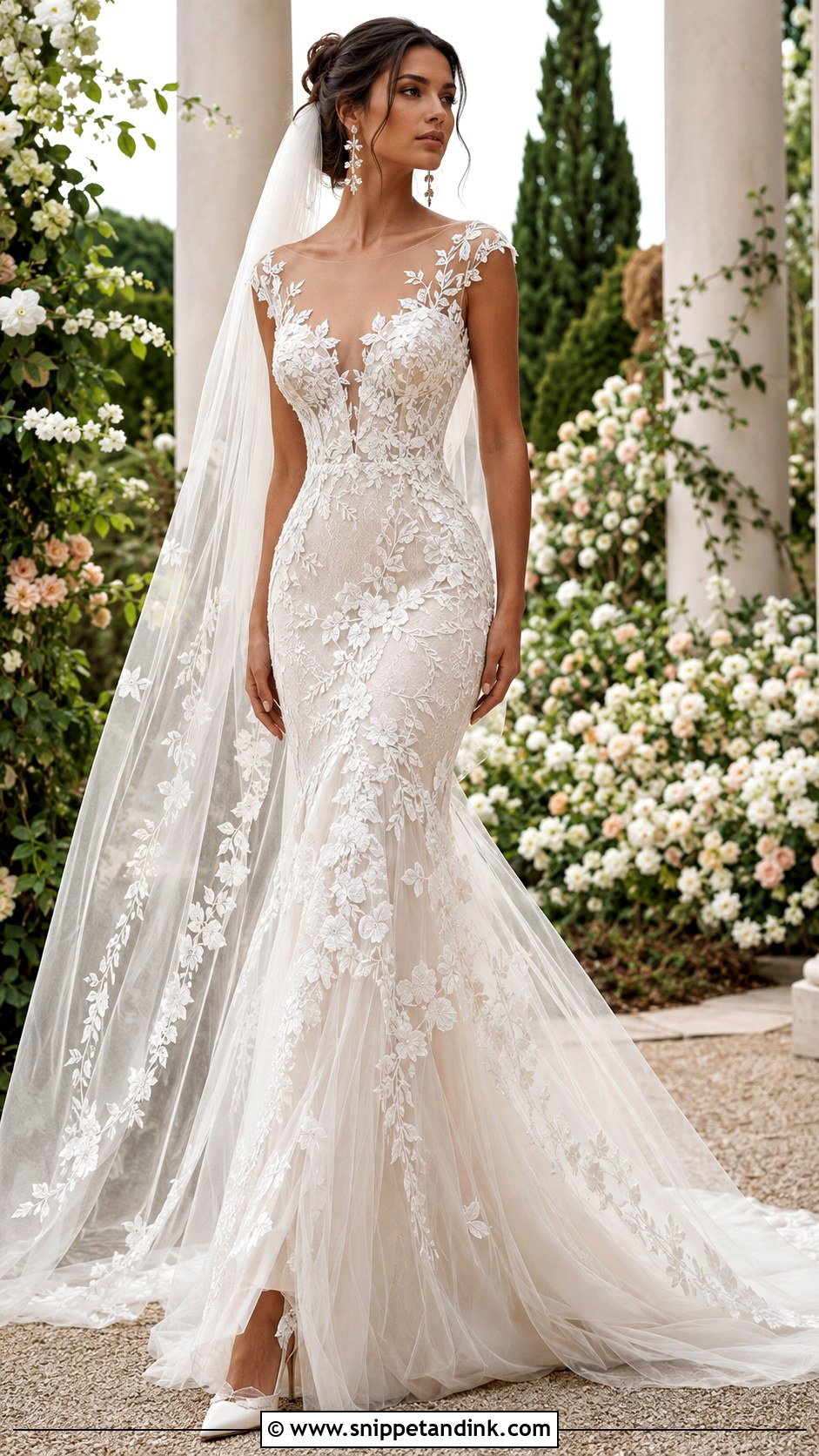 Floral Lace Mermaid Fairy Wedding Dress - Snippet and Ink - 20 Ethereal Fairy Wedding Dress Ideas