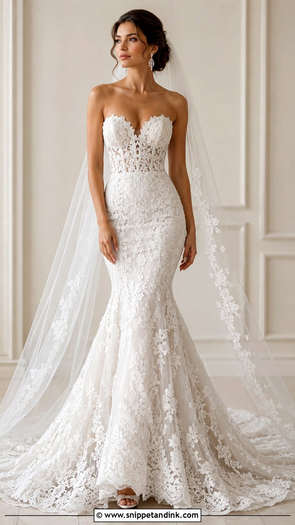 Floral Lace Mermaid Wedding Dress - Snippet and Ink - 25 Floral Lace Wedding Dress Ideas