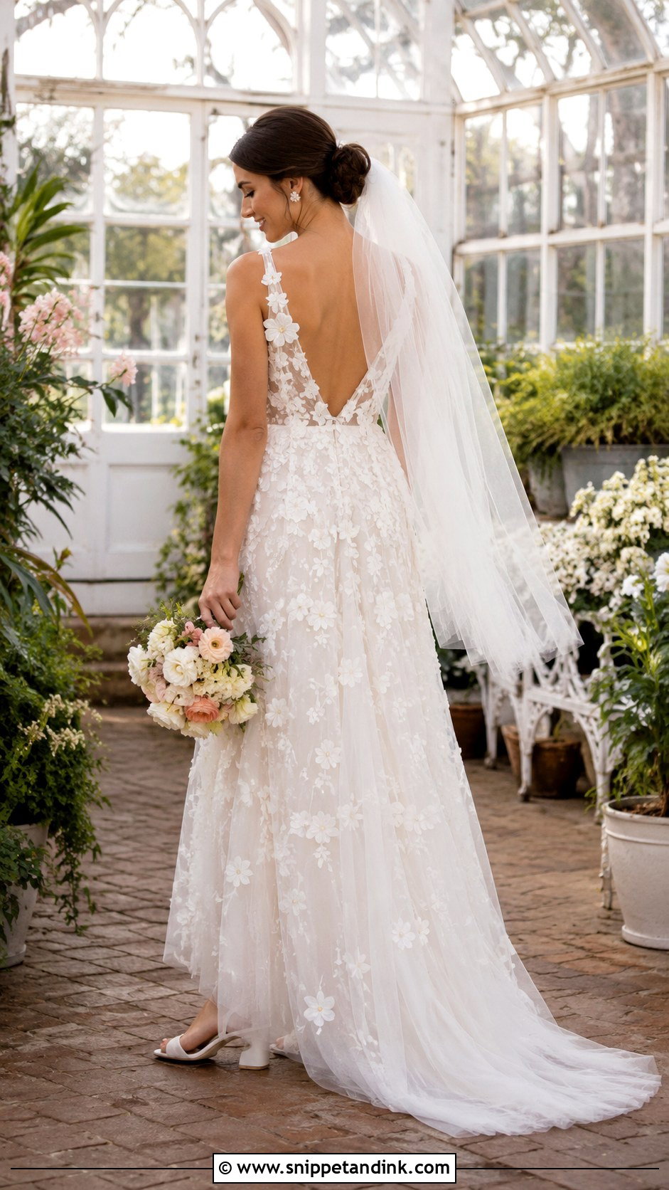 Floral Lace Open Back Wedding Dress - Snippet and Ink - 20 Lace Open Back Wedding Dress Ideas