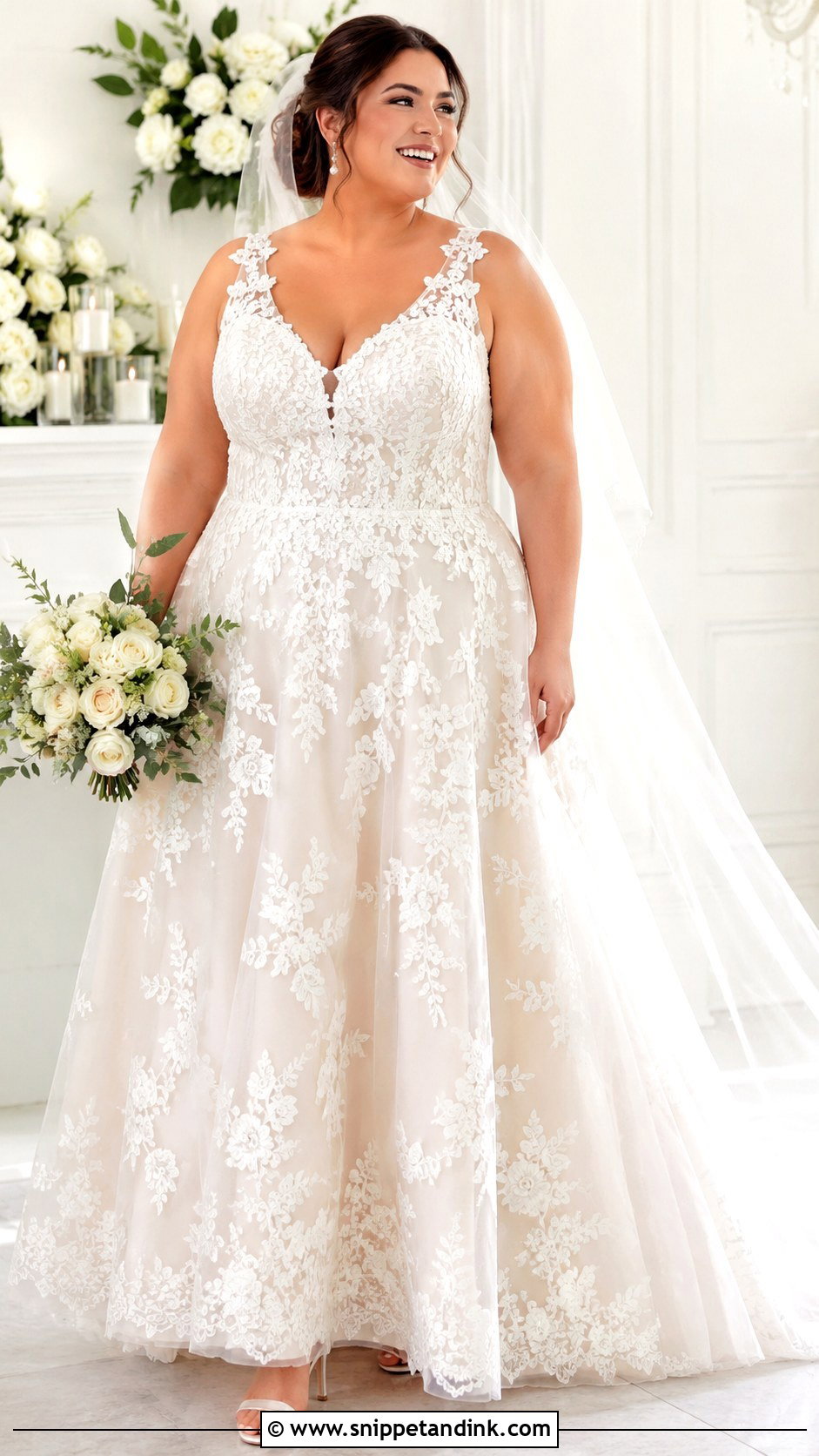 Floral Lace Plus Size Wedding Dress - Snippet and Ink - 25 Floral Lace Wedding Dress Ideas
