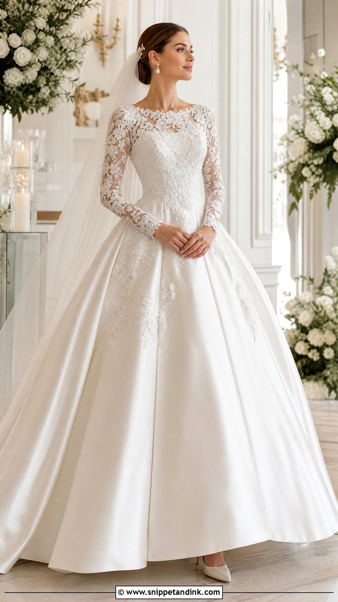 Floral Lace Sleeve Wedding Dress - Snippet and Ink - 20 Wedding Dresses with Lace Sleeves