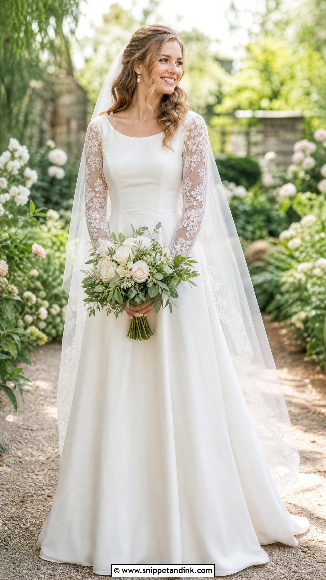 Floral Lace Sleeve Wedding Dress - Snippet and Ink - 25 Timeless Wedding Dresses with Sleeves