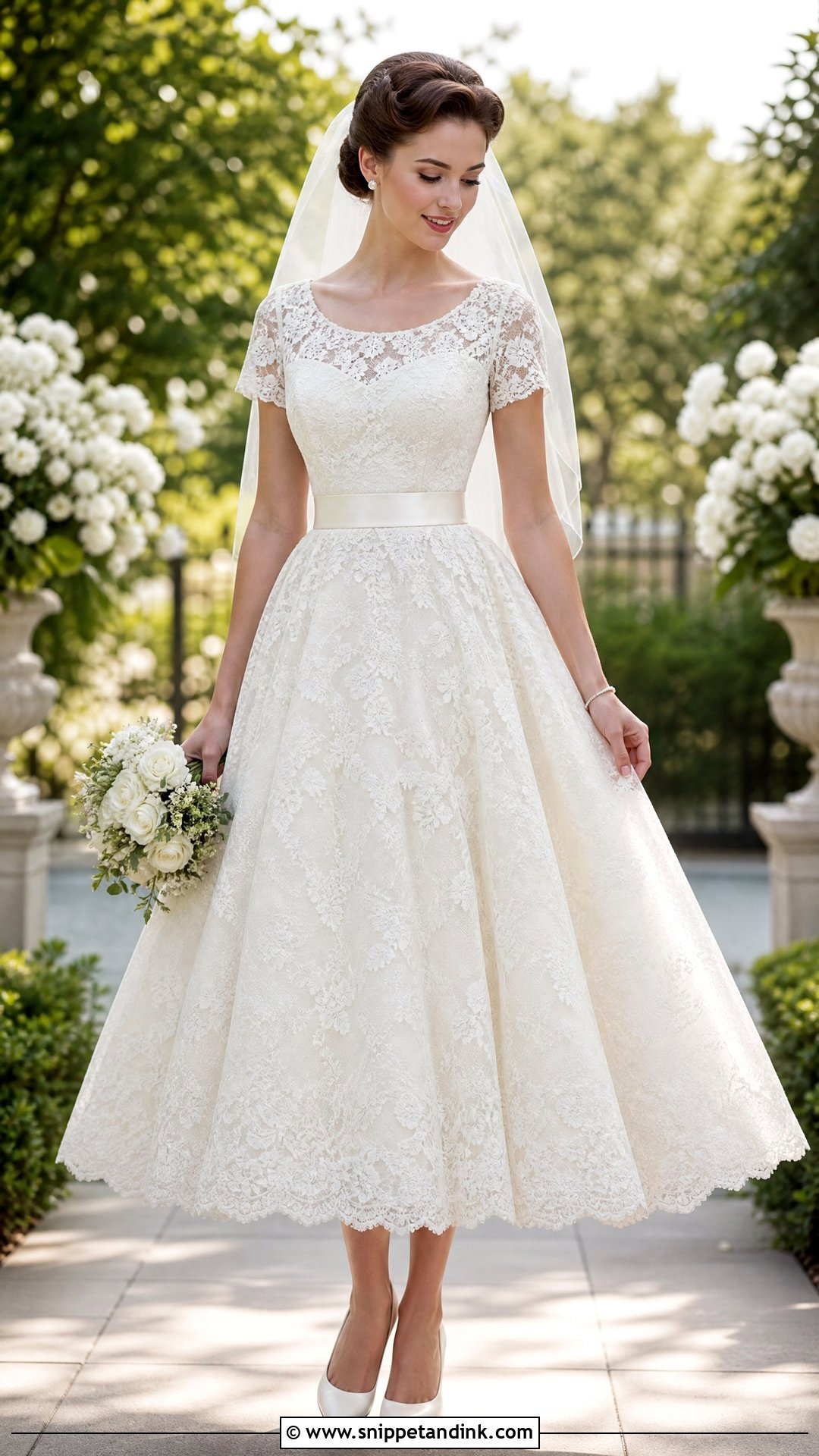 Floral Lace Vintage 50s Wedding Dress - Snippet and Ink - 20 Vintage 50s Wedding Dresses