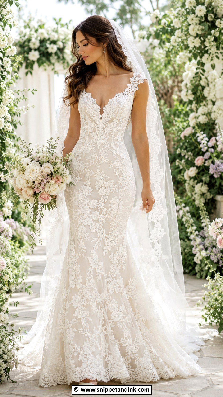 Floral Lace Wedding Dress - Snippet and Ink - 35 Timeless Wedding Dress Ideas