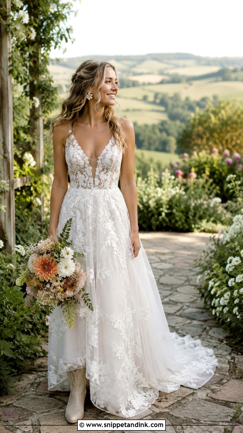 Floral Lace Wedding Dress - Snippet and Ink - 25 Country Style Wedding Dresses