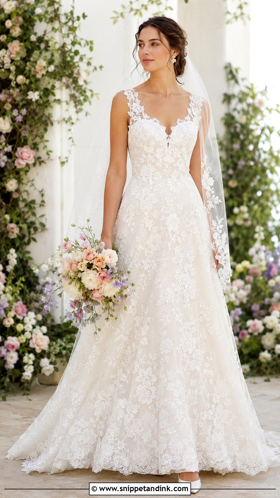 Floral Lace Wedding Dress - Snippet and Ink - 25 Enchanted Wedding Dress Ideas