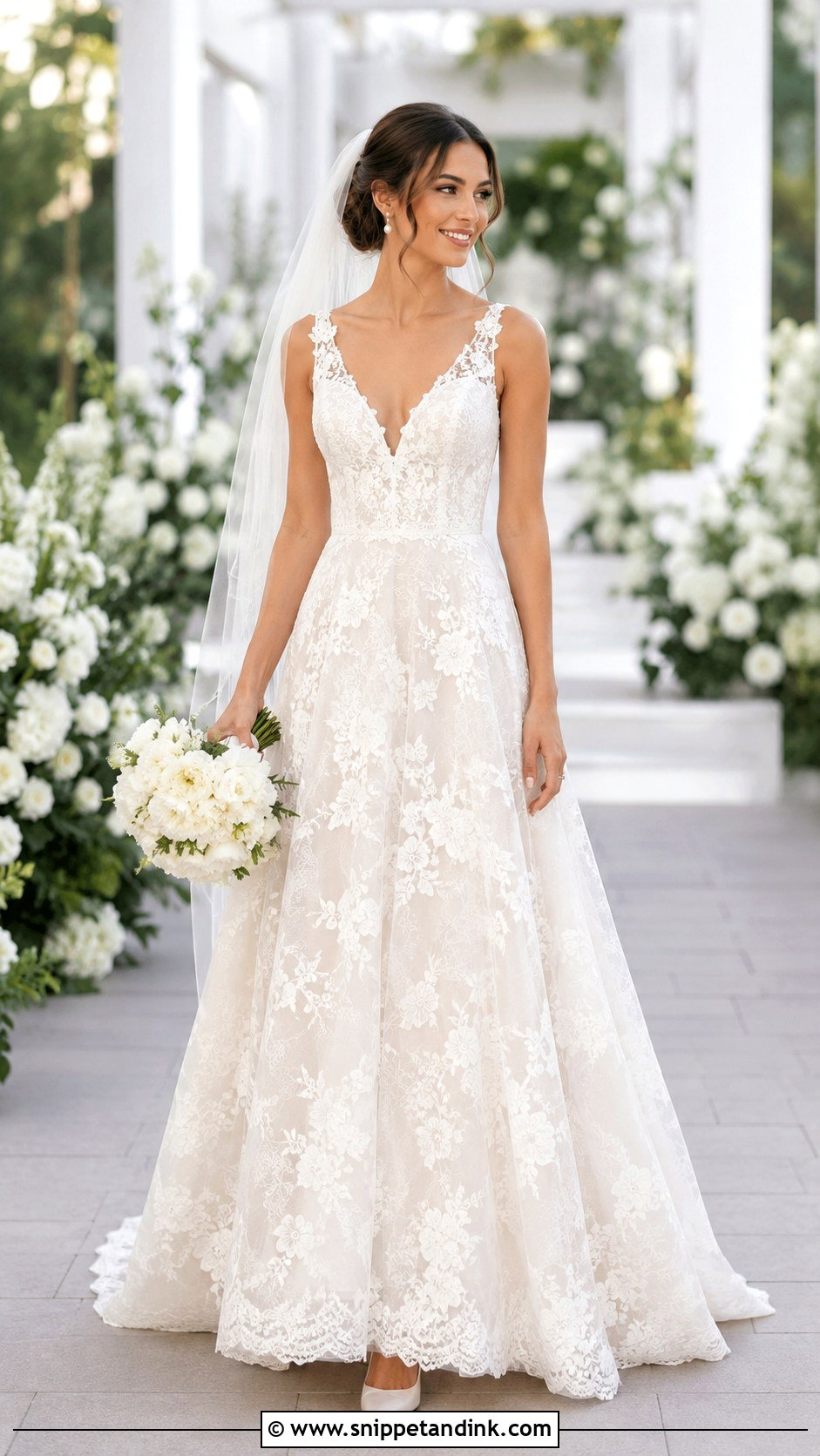 Floral Lace Wedding Dress - Snippet and Ink - 25 Flowery Wedding Dress Ideas