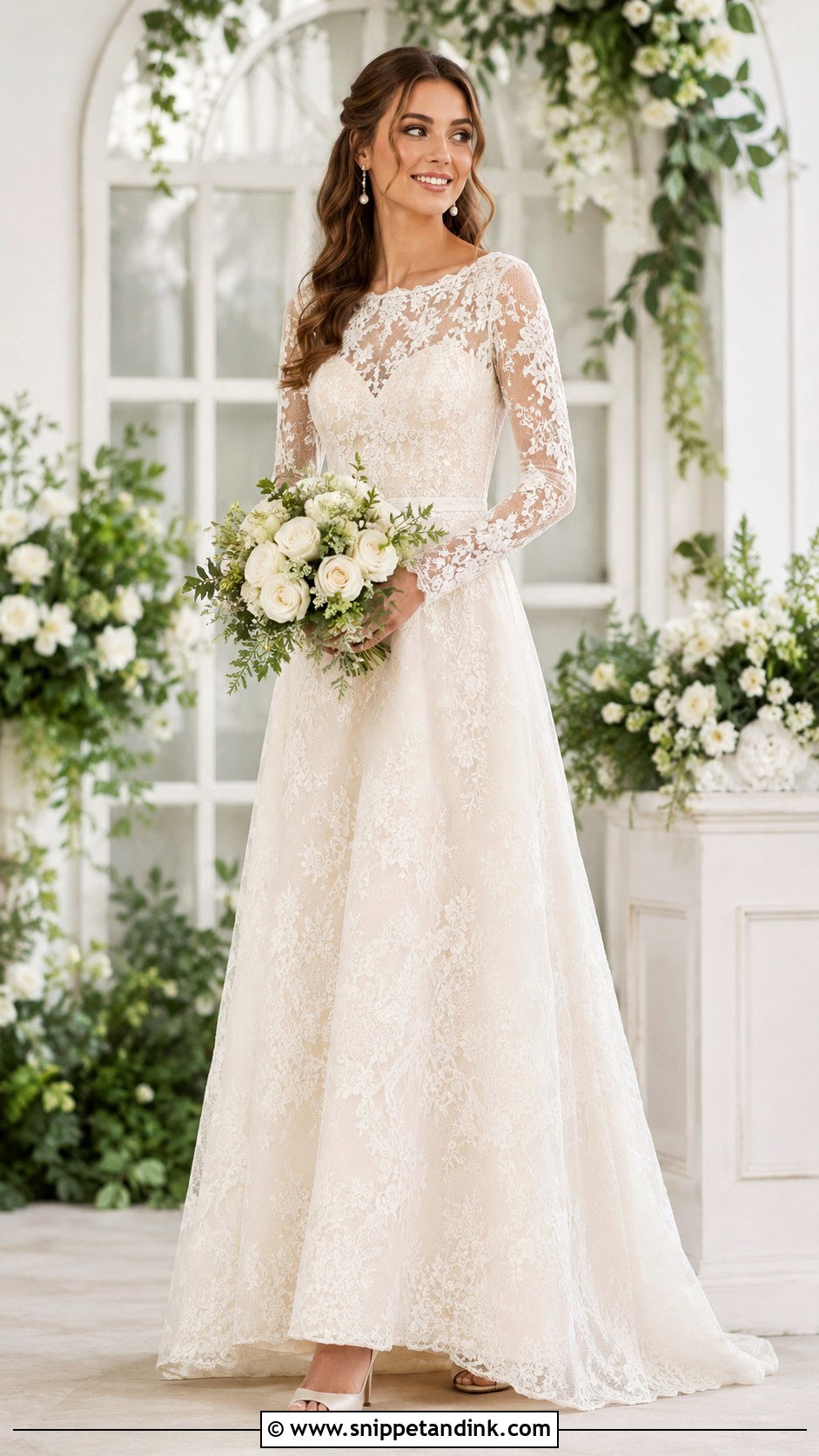 Floral Lace Wedding Dress - Snippet and Ink - 25 Modest Lace Wedding Dresses