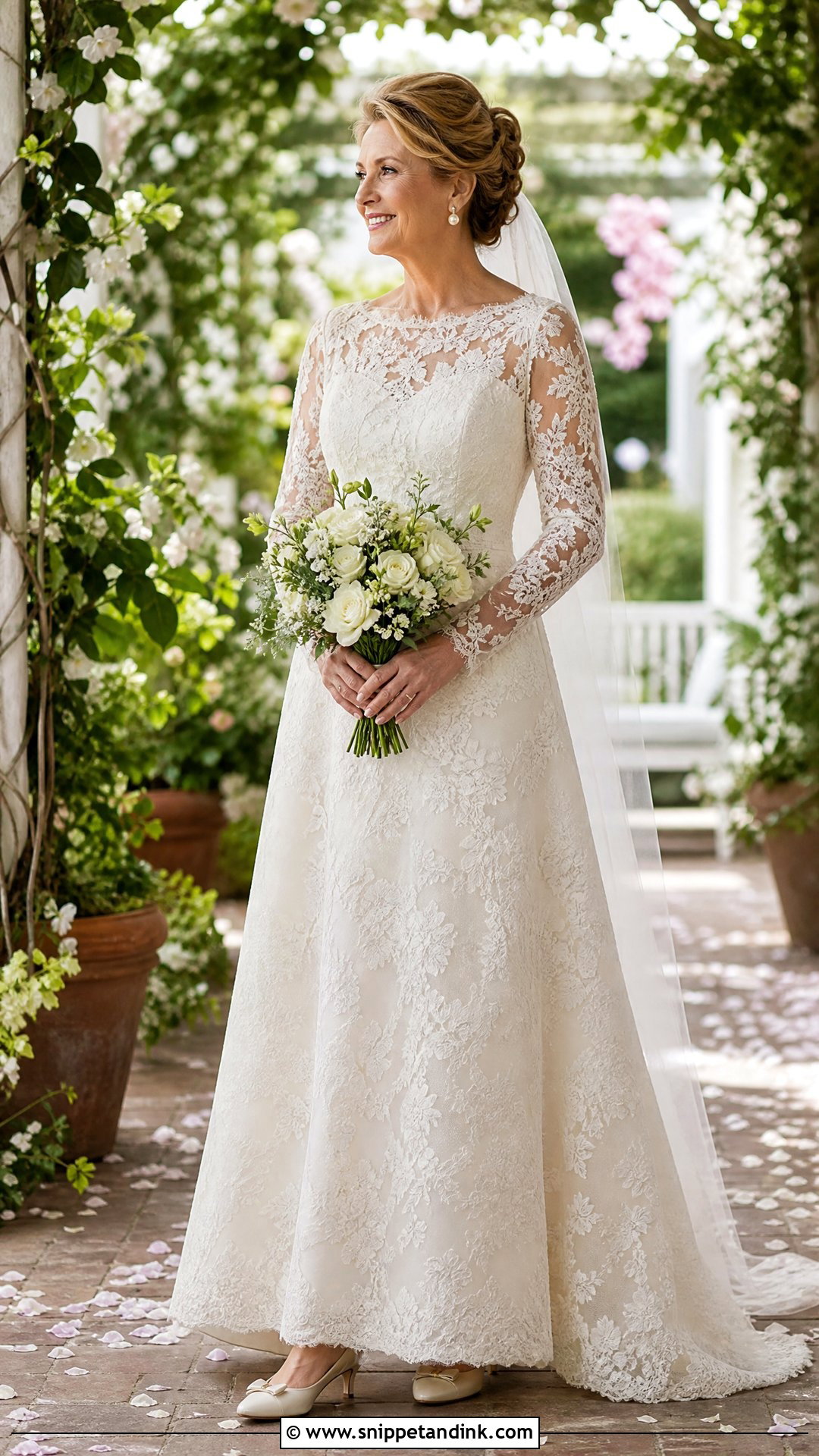 Floral Lace Wedding Dress - Snippet and Ink - 25 Over 50 Bride Wedding Dresses