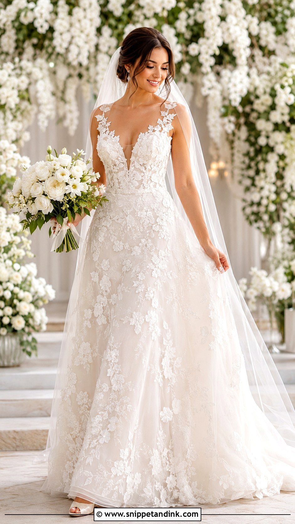Floral Lace Wedding Dress - Snippet and Ink - 25 Romantic Lace Wedding Dress Ideas
