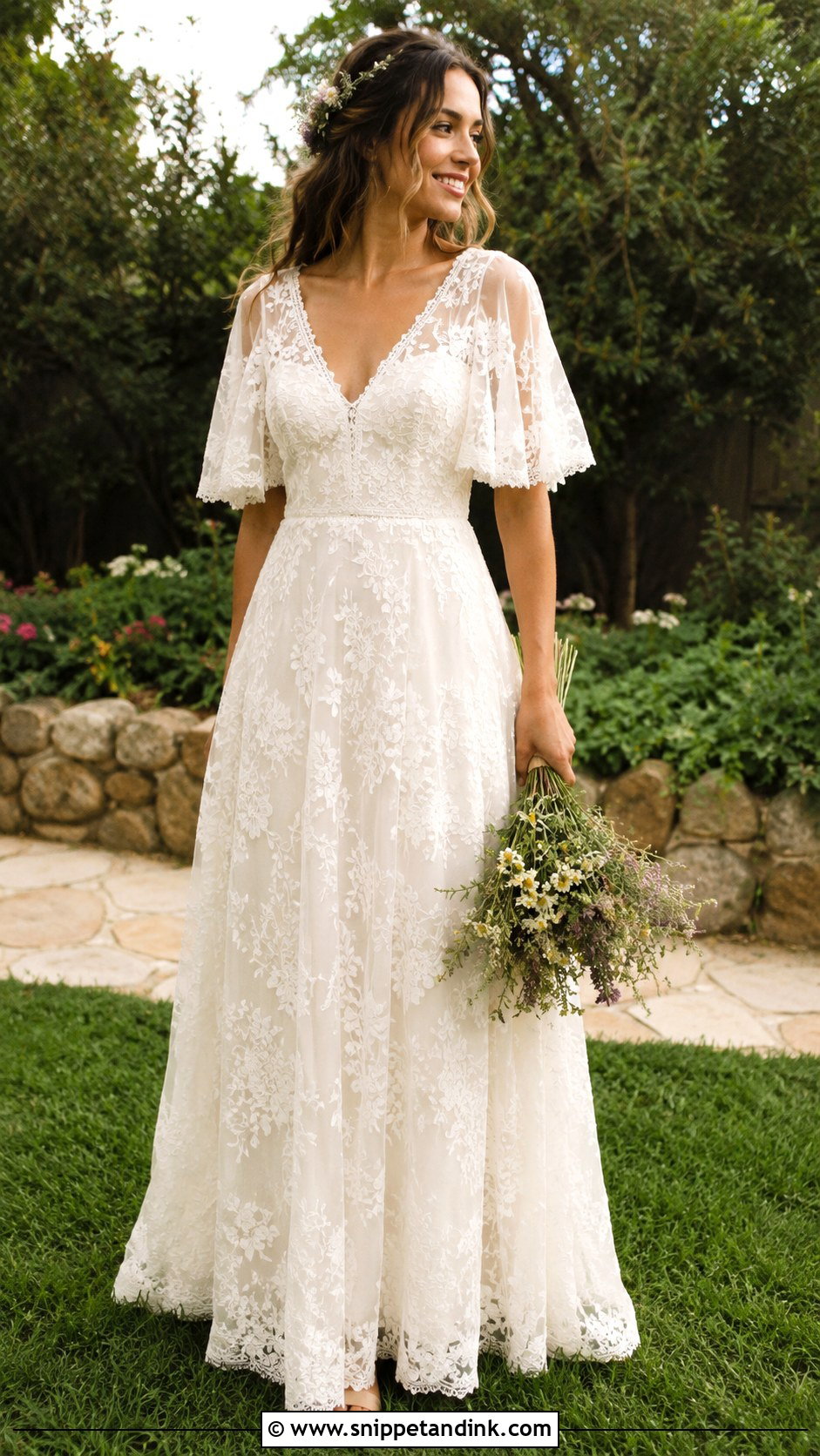 Floral Lace Wedding Dress - Snippet and Ink - 25 Vintage Hippie Wedding Dress Ideas