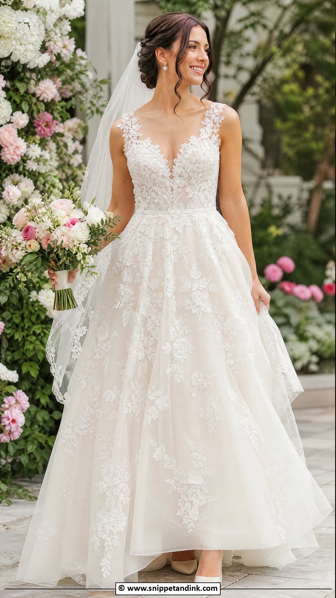 Floral Lace Wedding Dress - Snippet and Ink - 35 Classic Wedding Dress Ideas