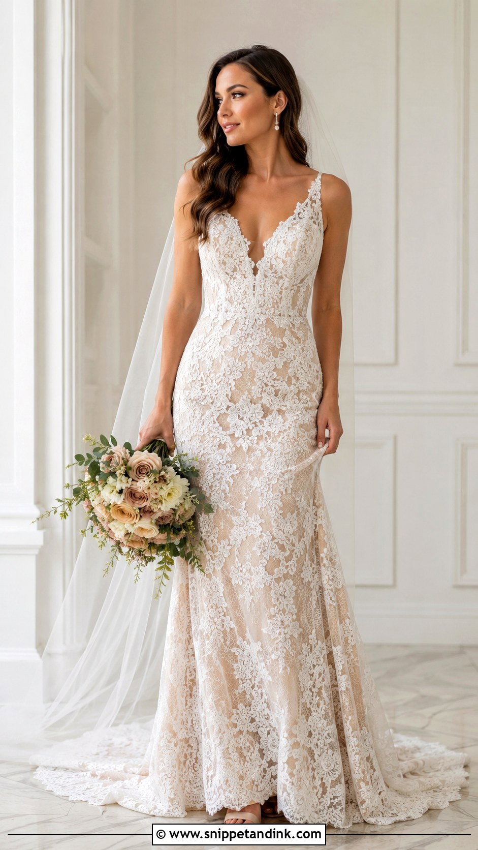 Floral Lace Wedding Dress With Colored Lining - Snippet and Ink - 25 Floral Lace Wedding Dress Ideas