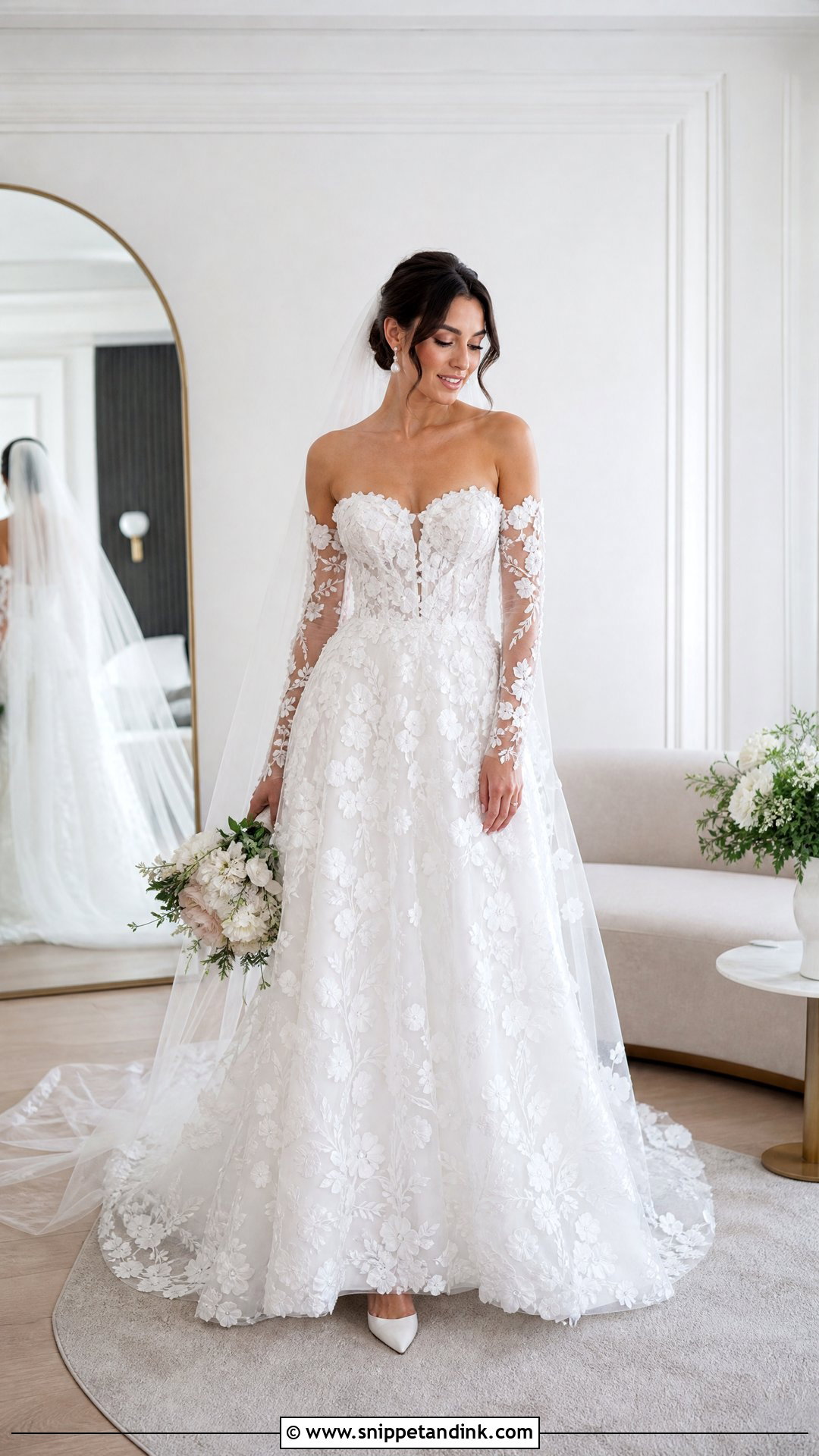 Floral Lace Wedding Dress With Detachable Sleeves - Snippet and Ink - 20 Vintage Lace Wedding Dress with Sleeves