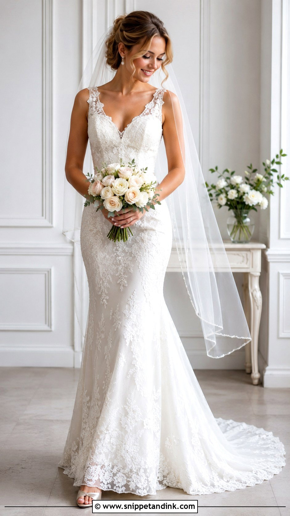 Floral Lace Wedding Dress With Pearl Details - Snippet and Ink - 25 Floral Lace Wedding Dress Ideas