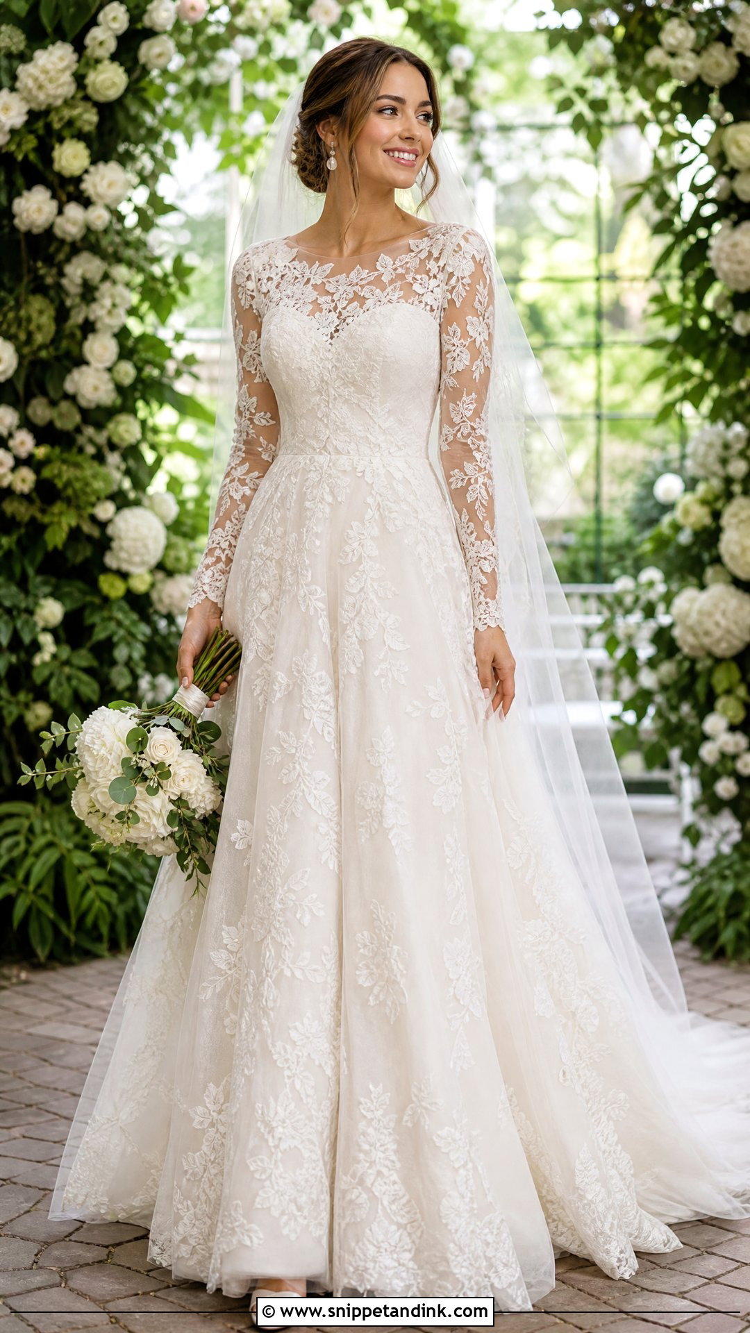 Floral Lace Wedding Dress With Sleeves - Snippet and Ink - 25 Elegant Wedding Dress with Sleeves