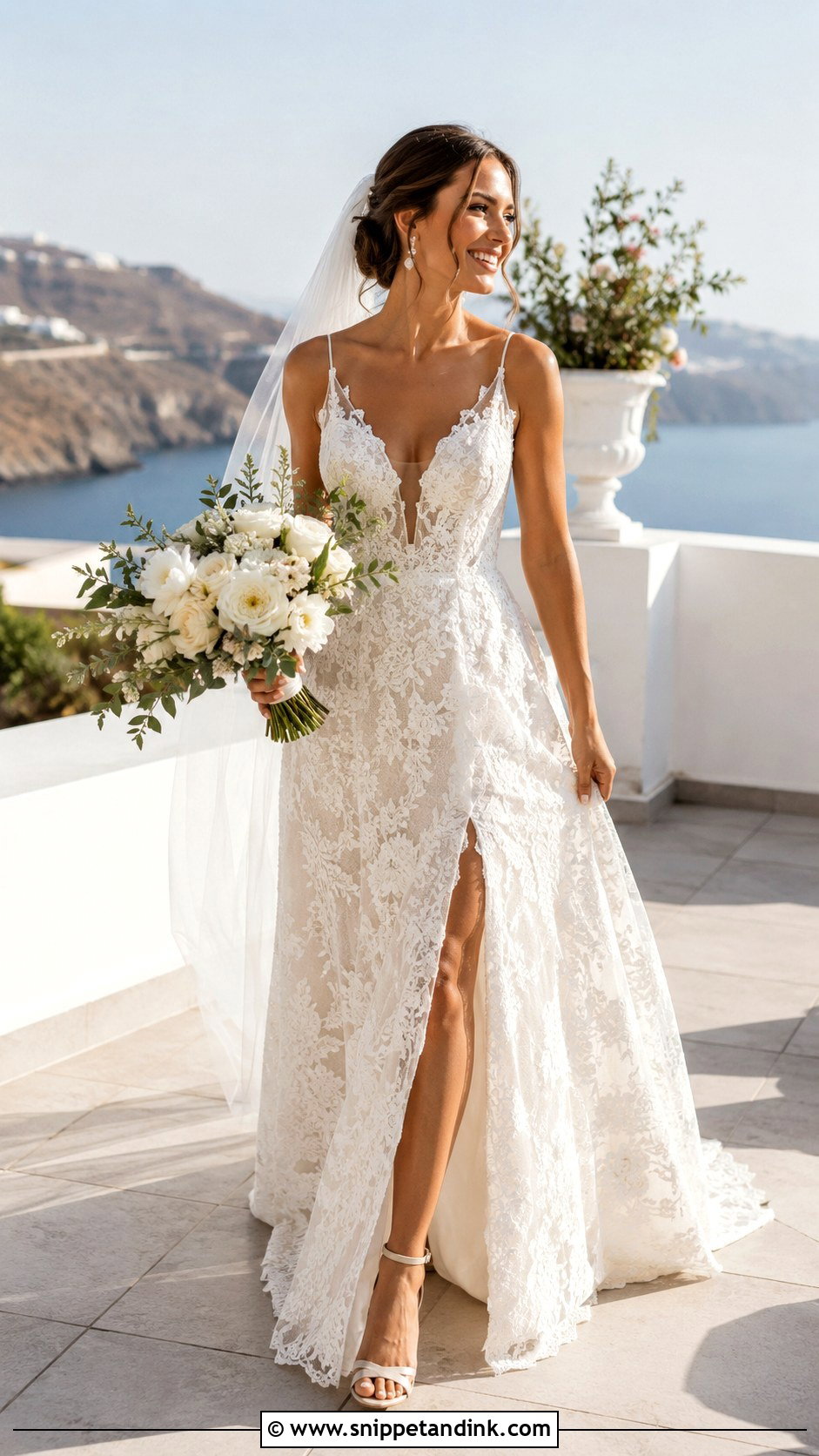 Floral Lace Wedding Dress With Slit - Snippet and Ink - 25 Floral Lace Wedding Dress Ideas