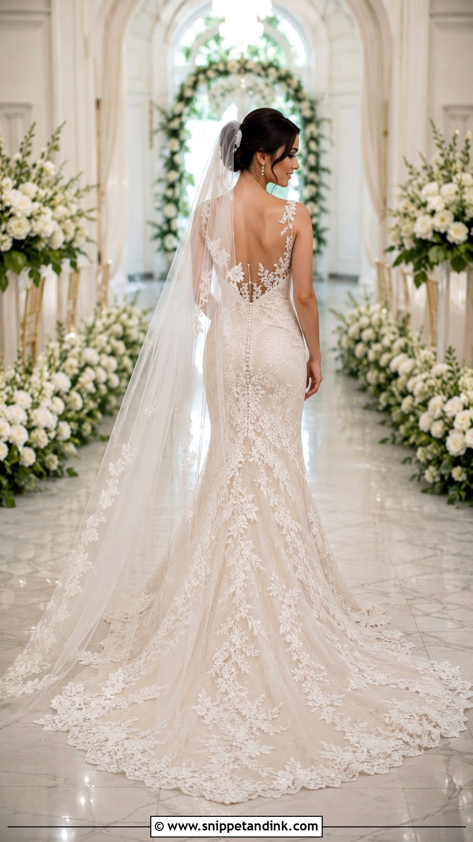 Floral Lace Wedding Dress With Train - Snippet and Ink - 25 Floral Lace Wedding Dress Ideas