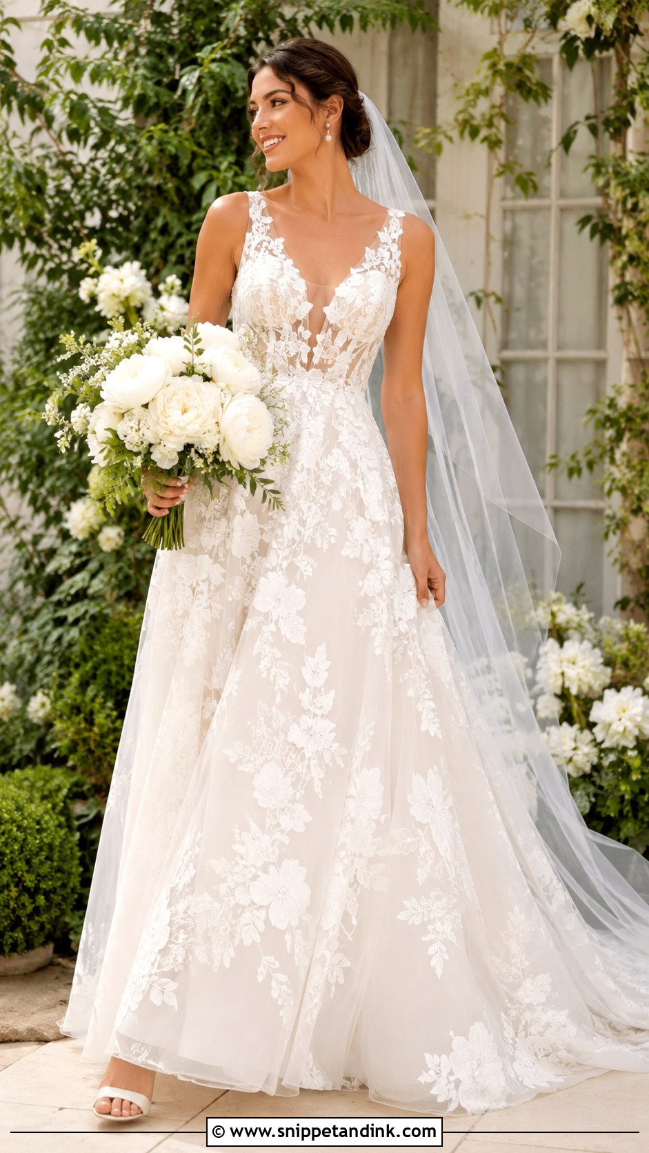 Floral Lace Wedding Gown - Snippet and Ink - 25 Lace Wedding Gowns