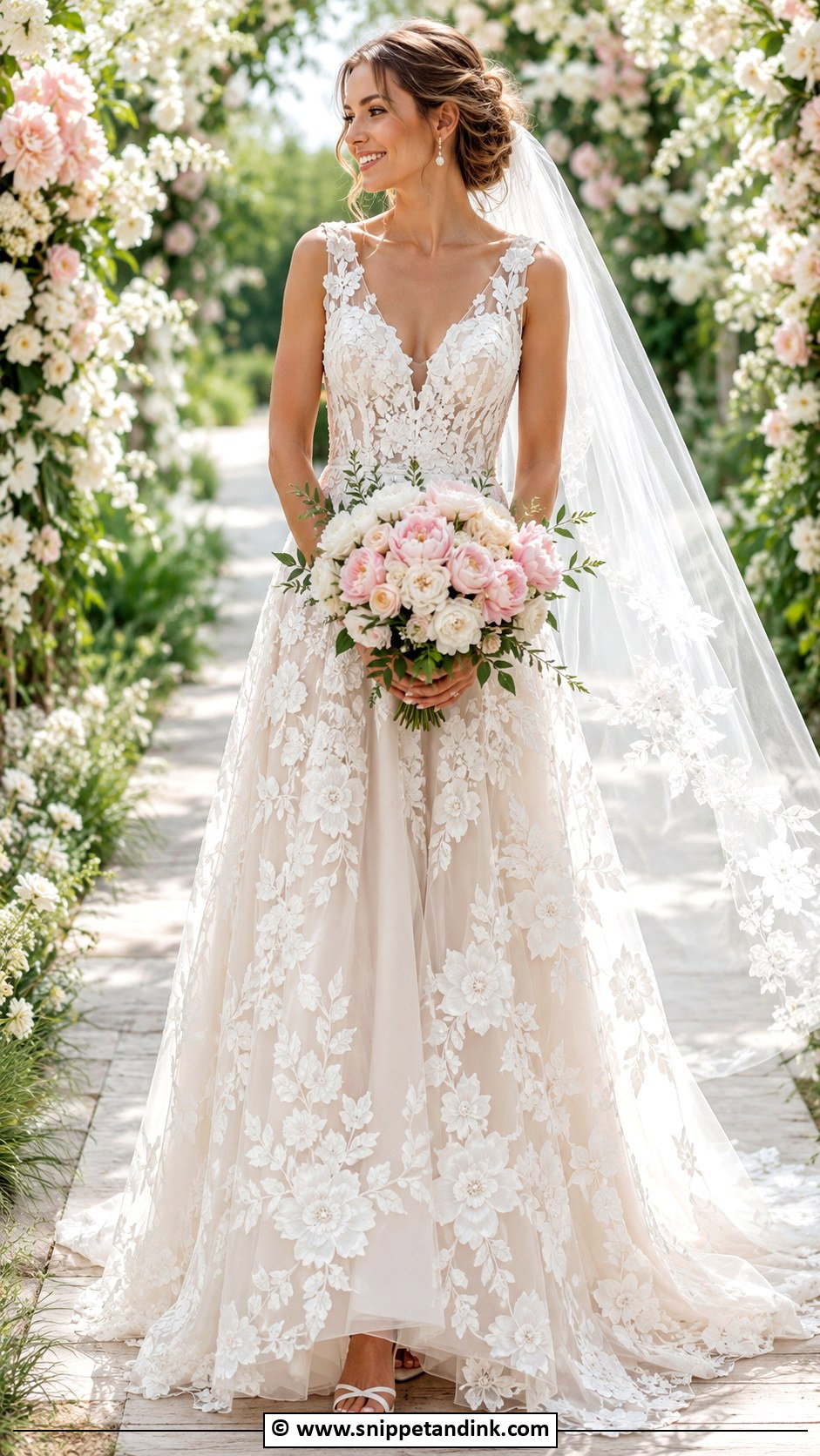 Floral Lace Wedding Gown - Snippet and Ink - 25 Lace Wedding Gown Ideas