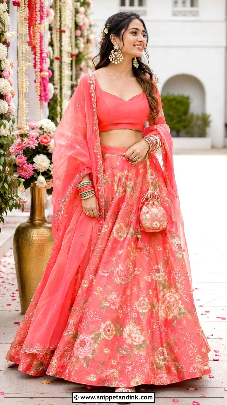 Floral Lehenga Baraat Outfit - Snippet and Ink - 20 Baraat Outfits for Sisters