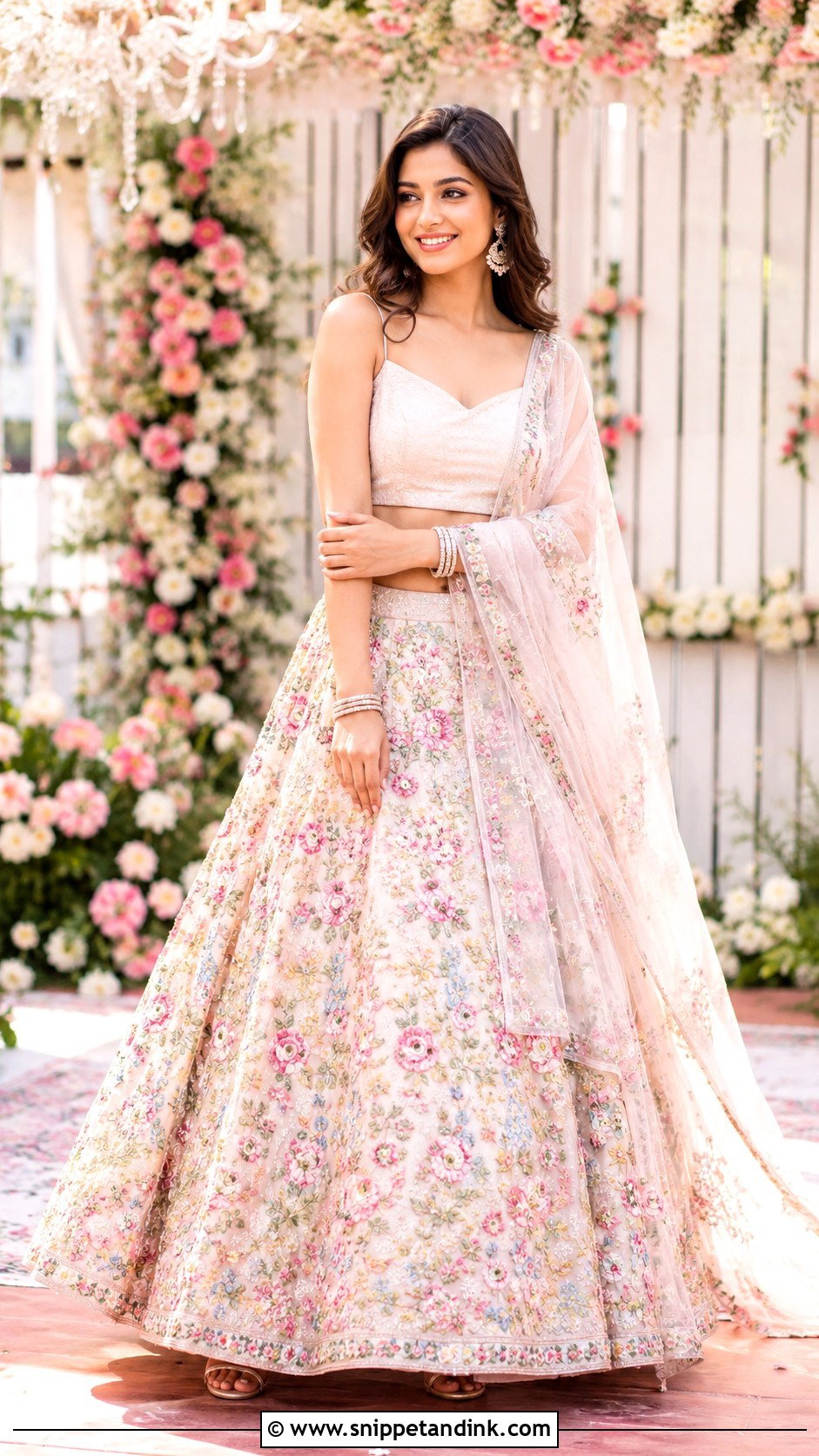 Floral Lehenga For Engagement - Snippet and Ink - 30 Indian Engement Dress Ideas
